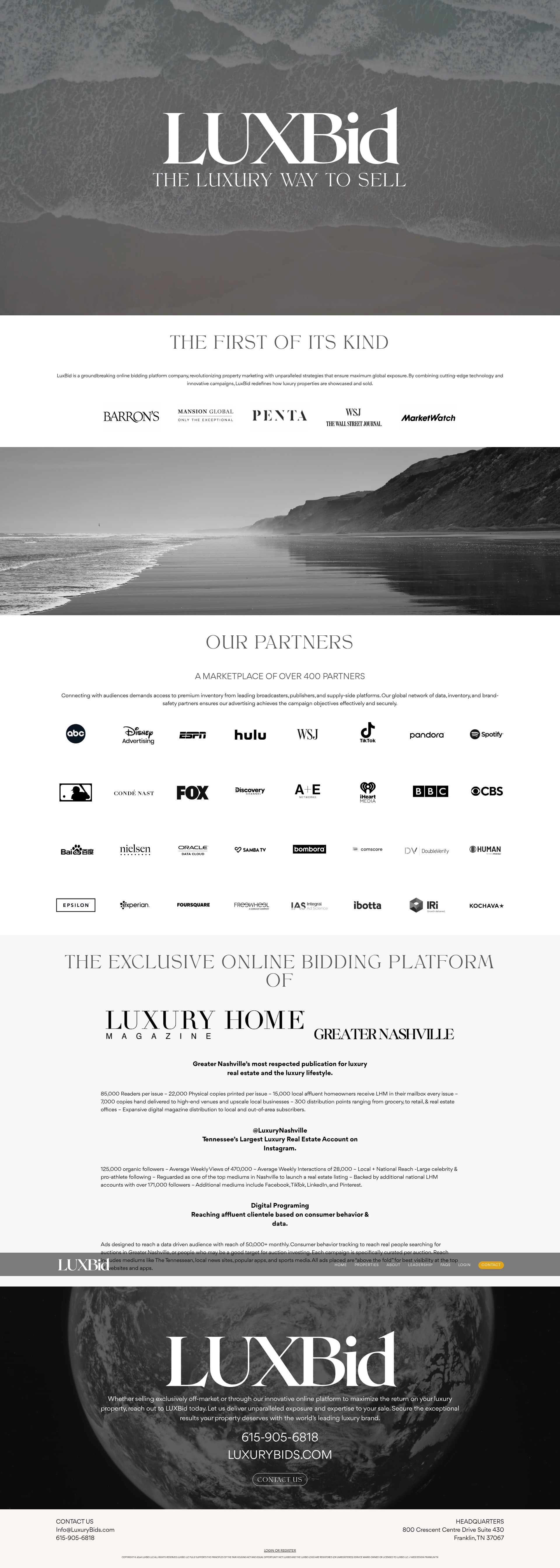 Screenshot of luxurybids.com