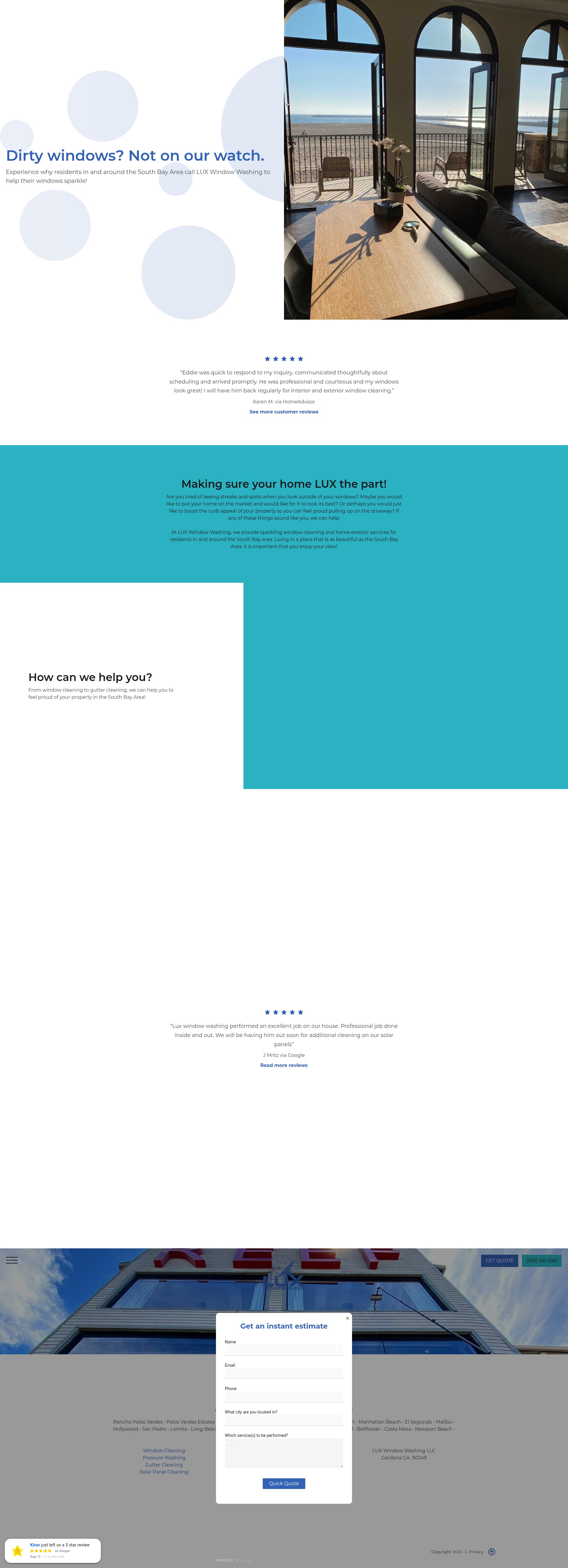 Screenshot of luxwindowwashing.com