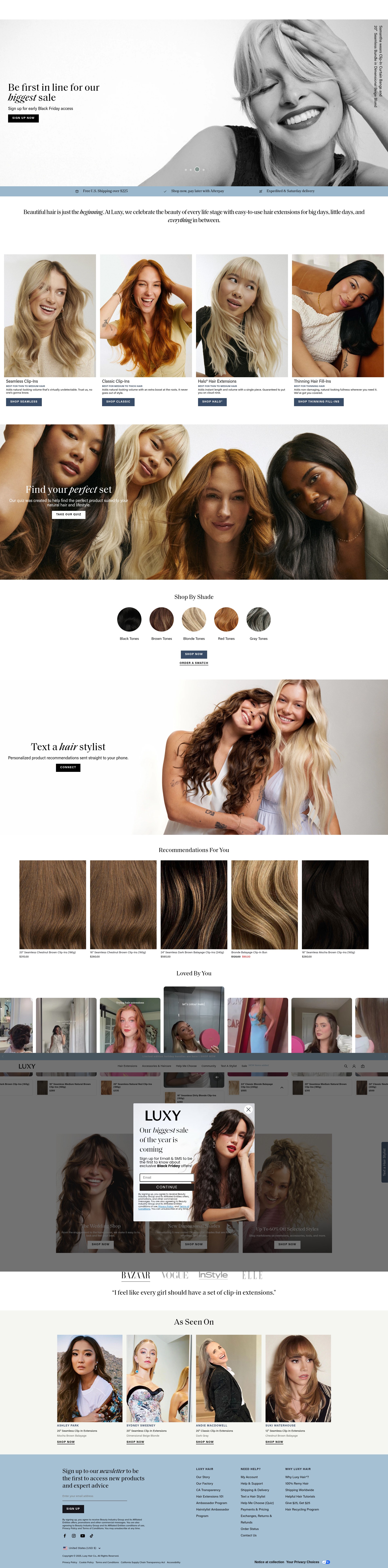 Screenshot of luxyhair.com