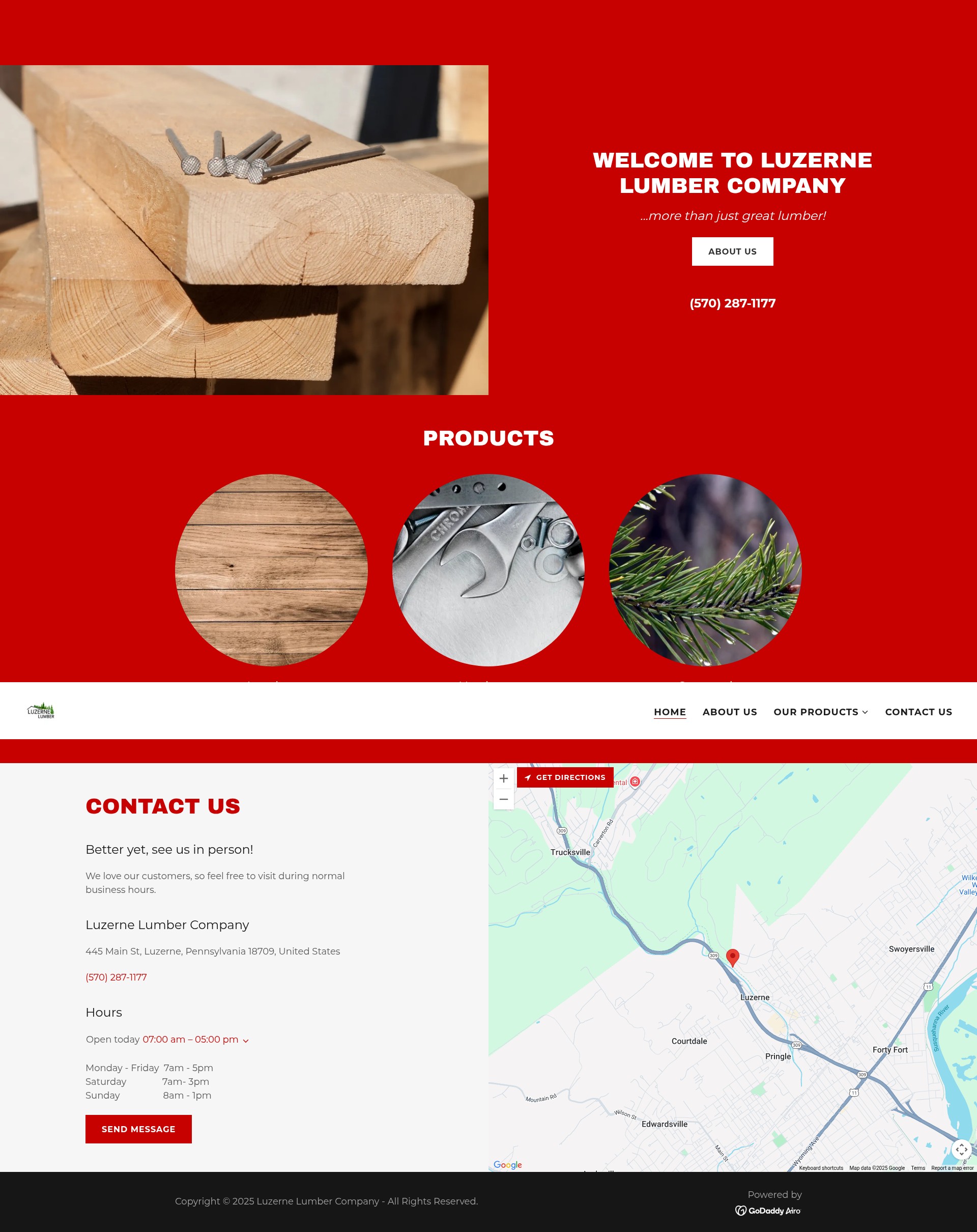 Screenshot of luzernelumber.com