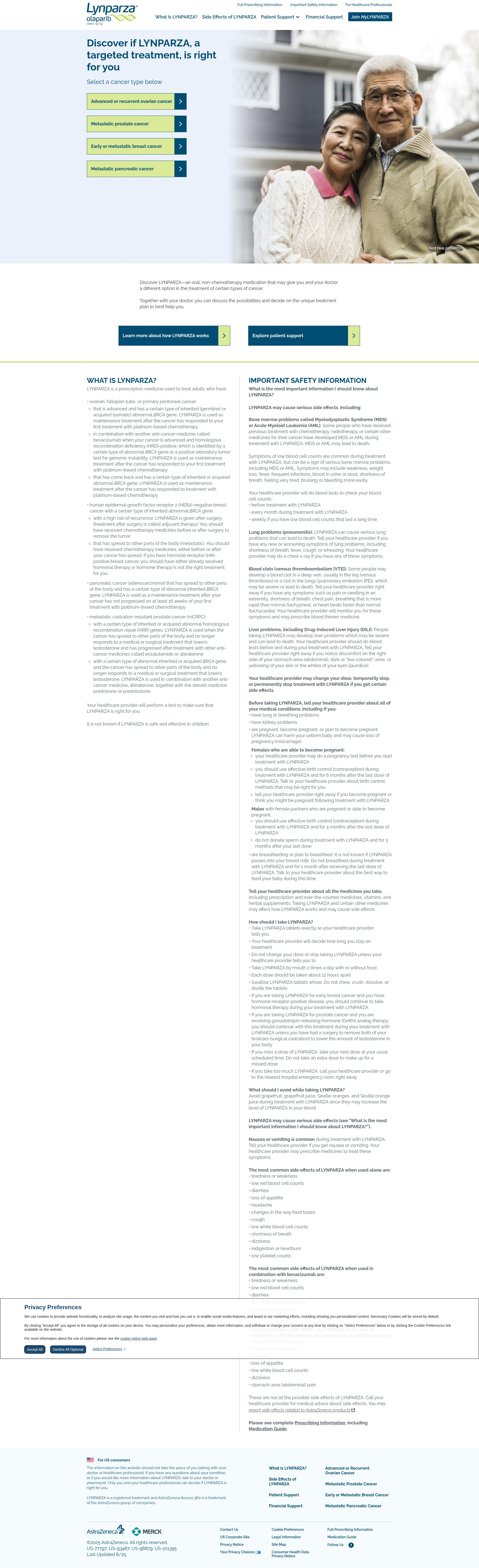 Screenshot of lynparza.com
