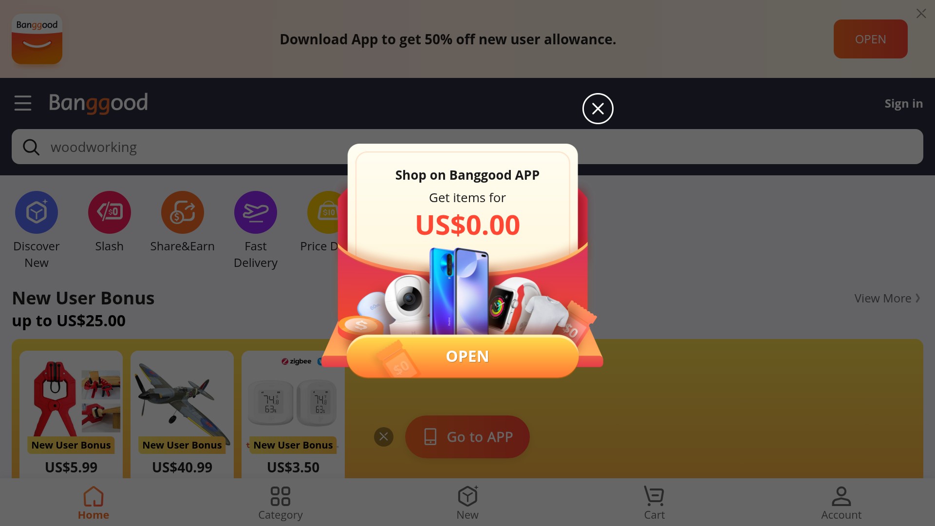 Screenshot of m.banggood.com