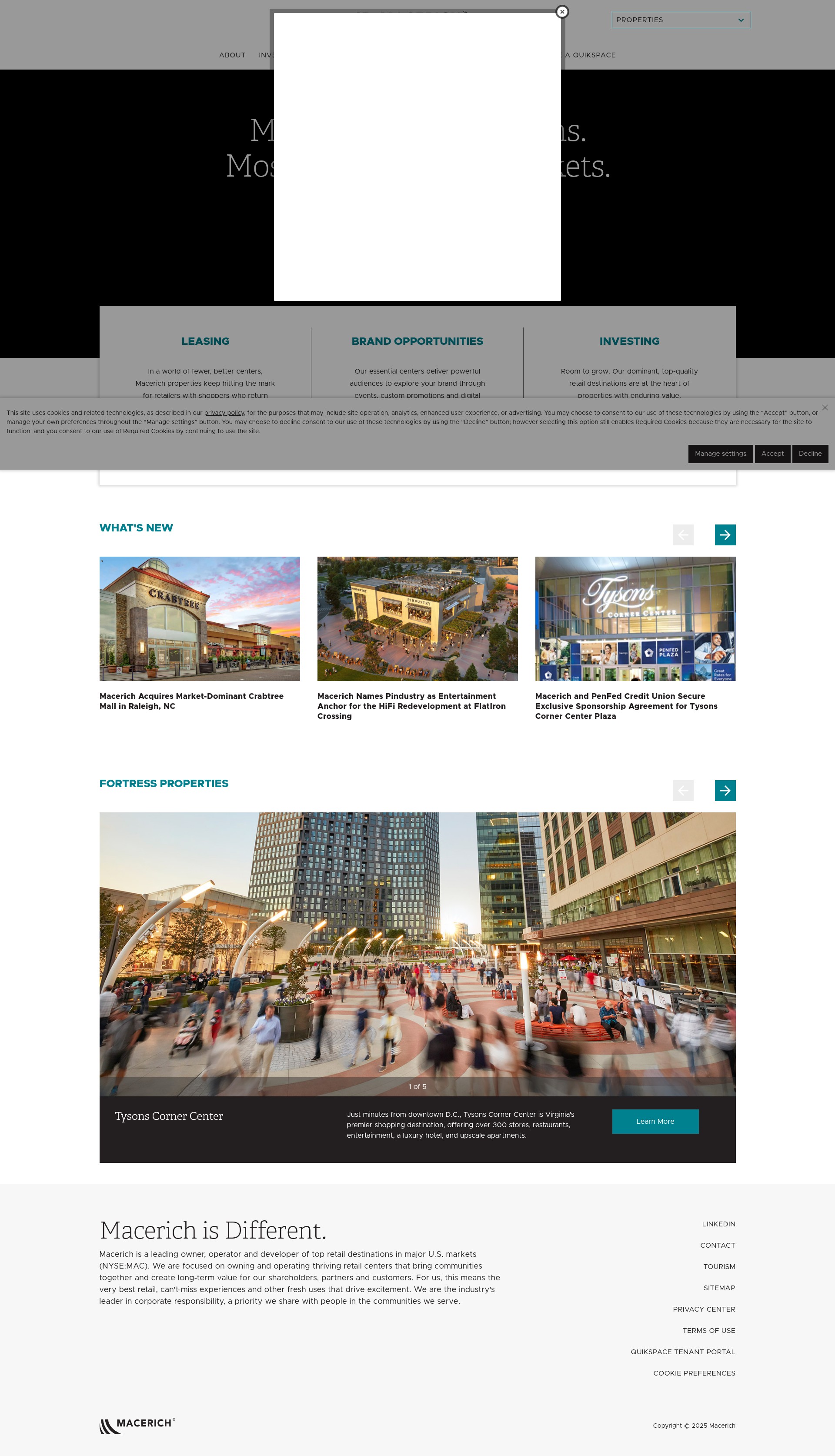 Screenshot of macerich.com