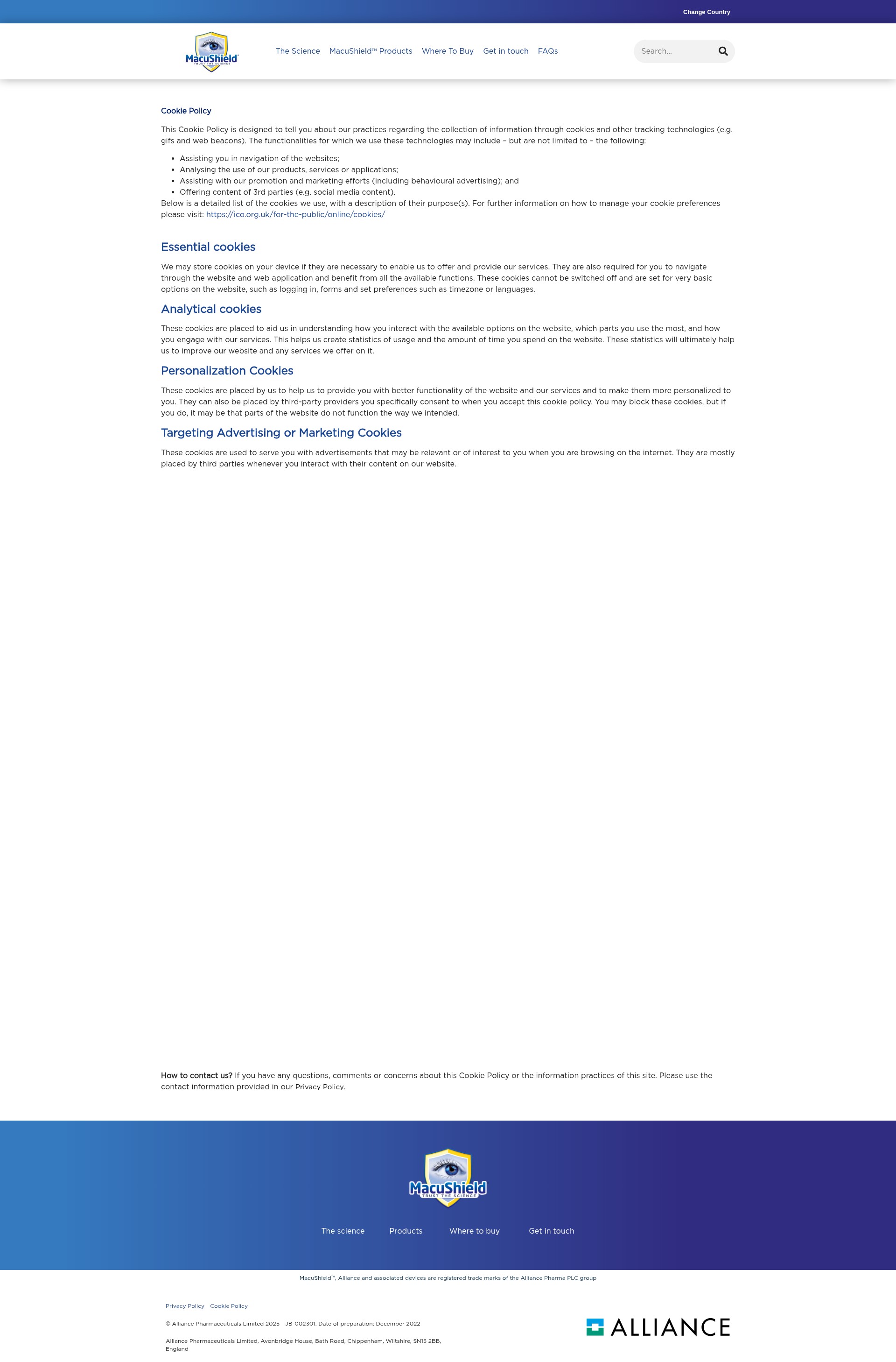 Screenshot of macushield.com