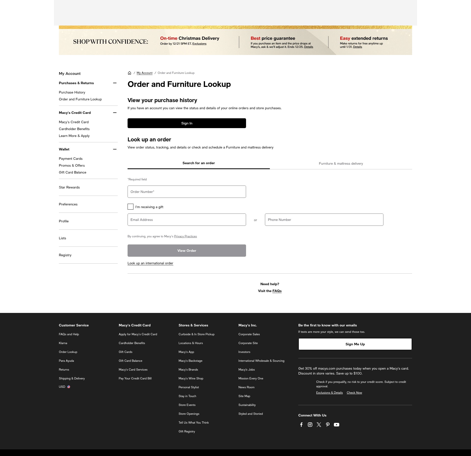Screenshot of macys.com