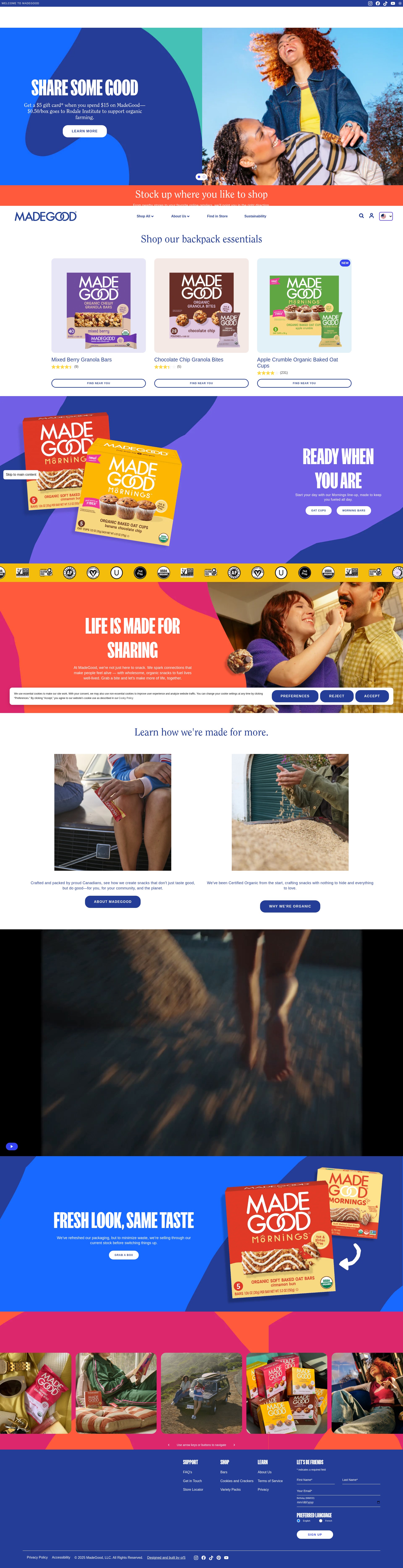 Screenshot of madegoodfoods.com