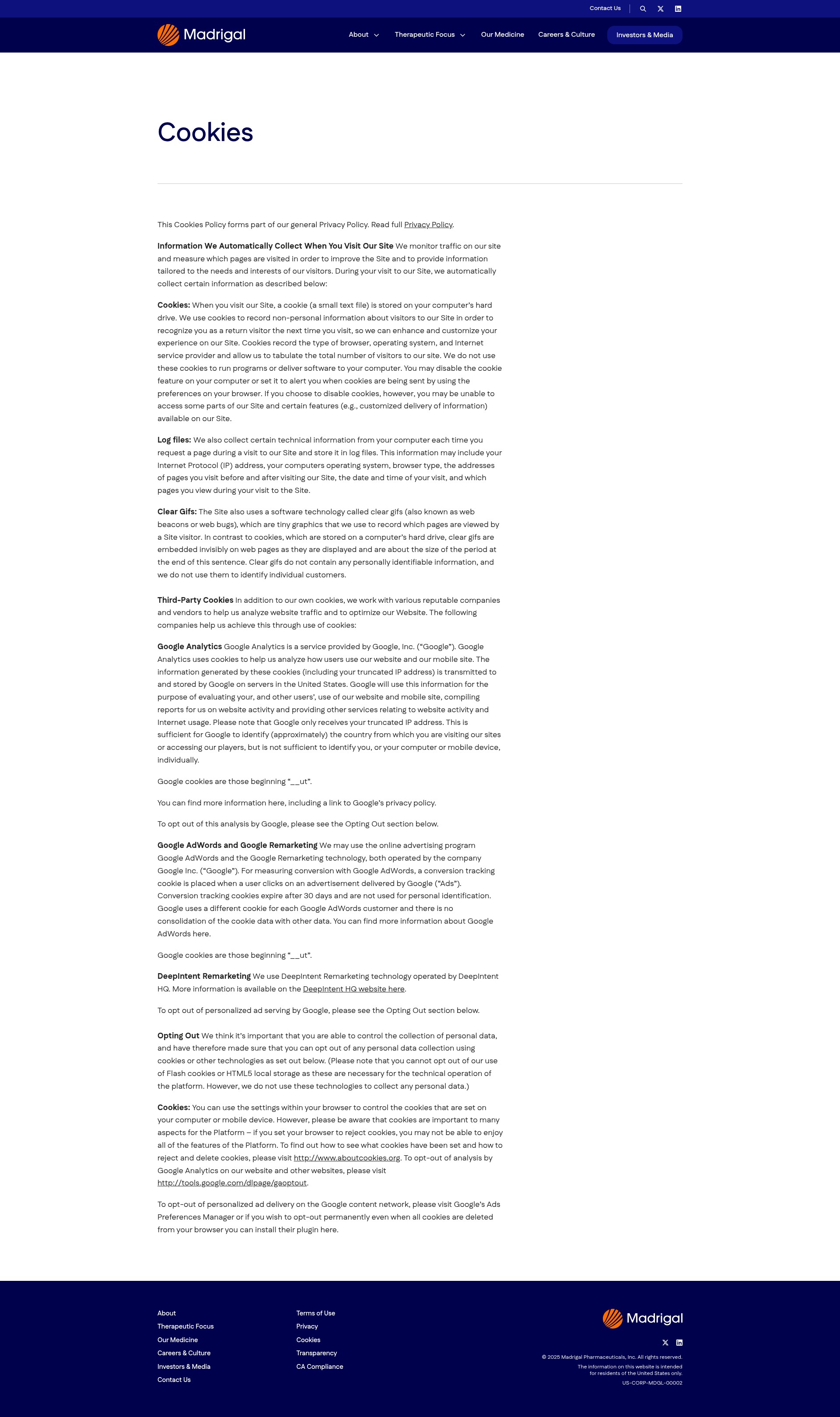 Screenshot of madrigalpharma.com