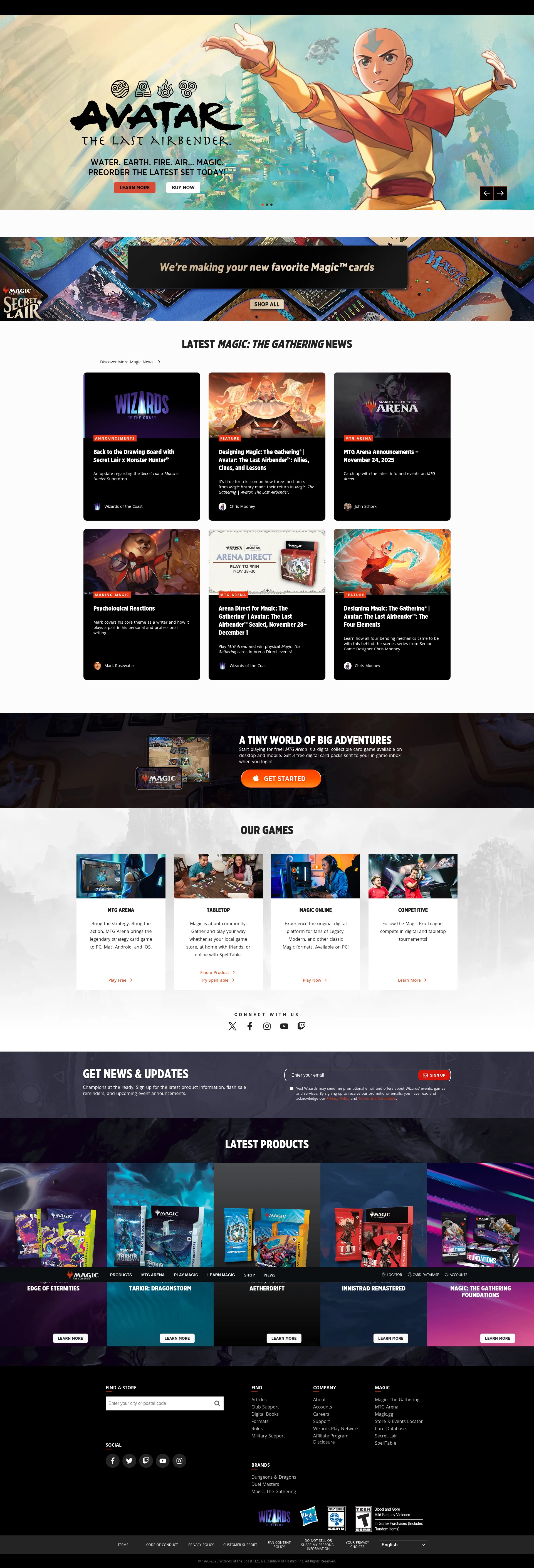 Screenshot of magic.wizards.com