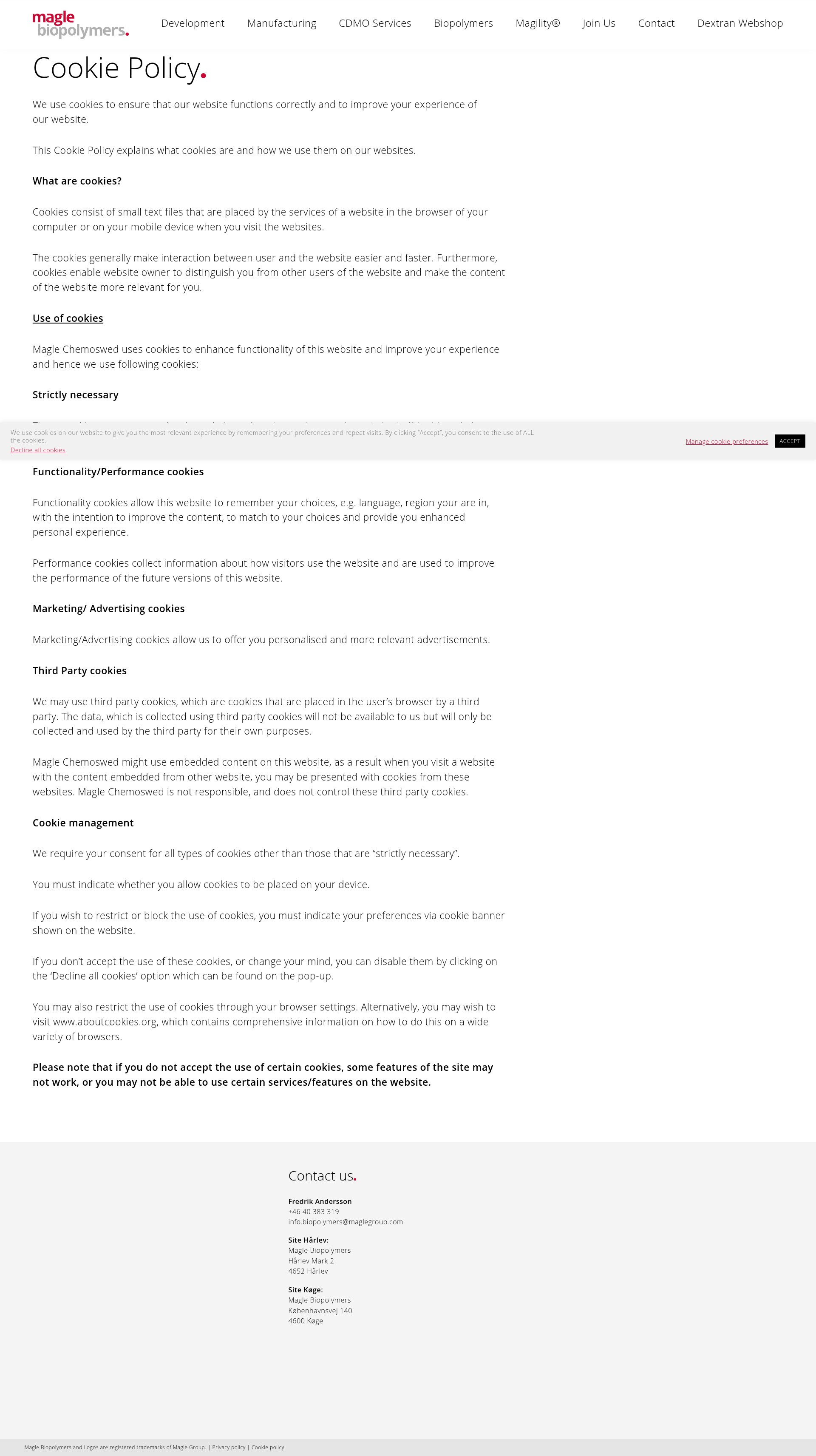 Screenshot of maglebiopolymers.com
