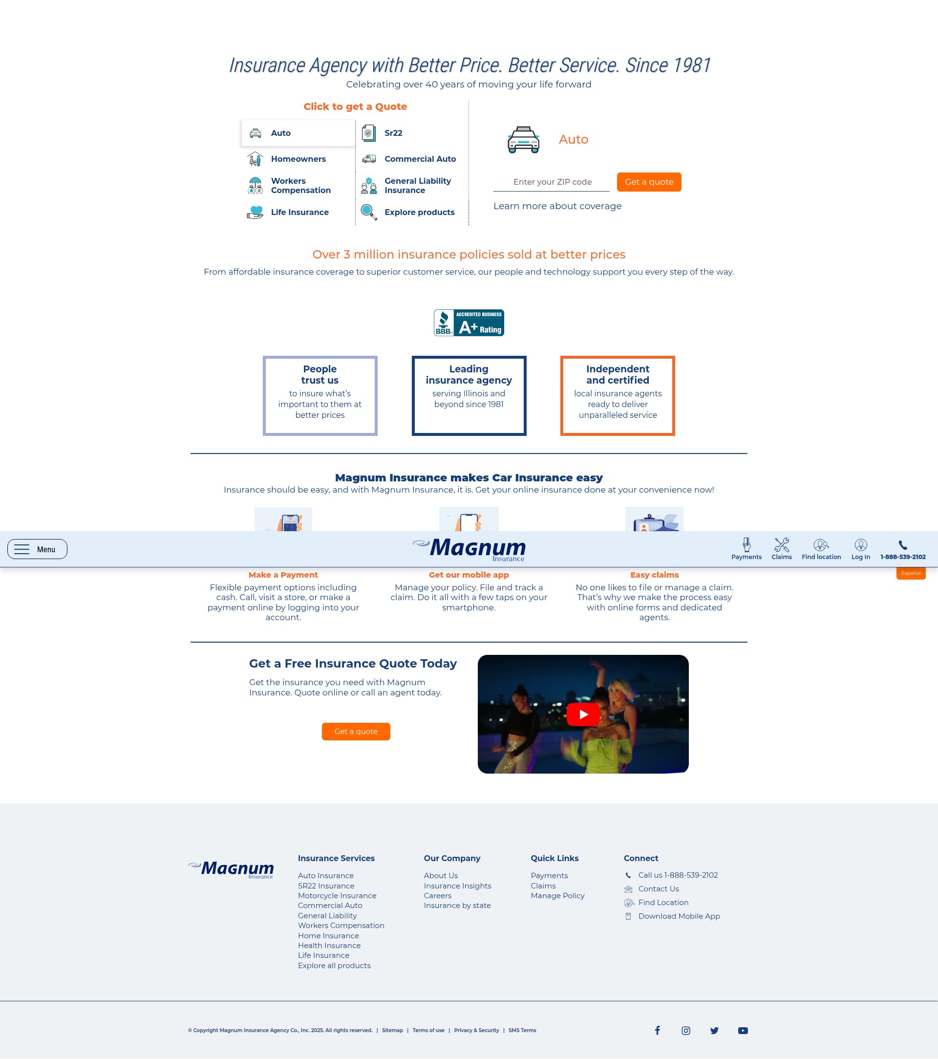 Screenshot of magnuminsurance.com