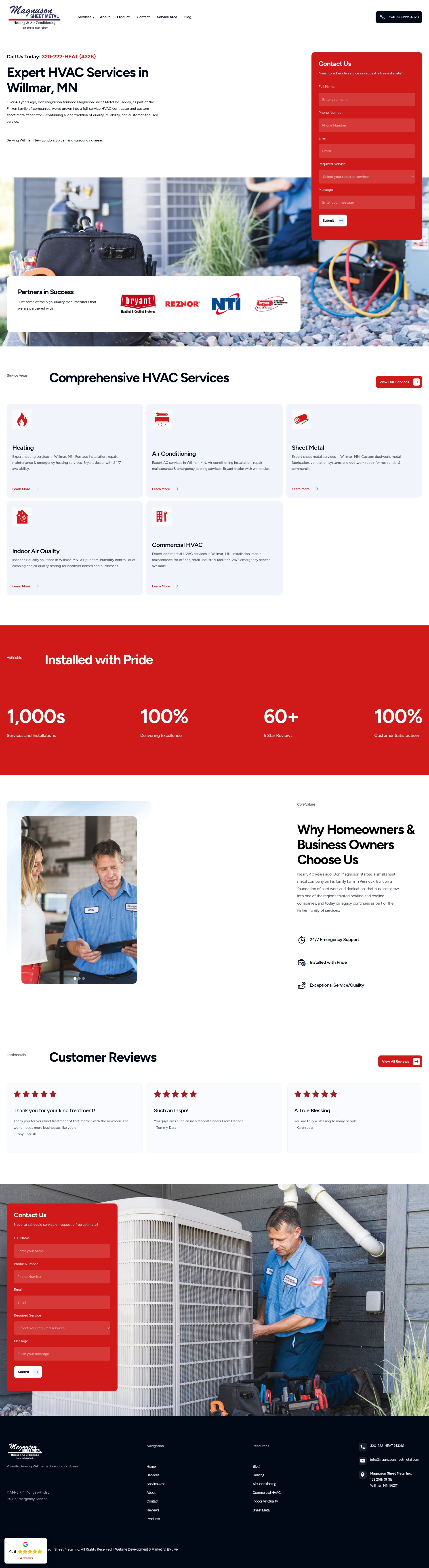 Screenshot of magnusonsheetmetal-heatingandcooling.com