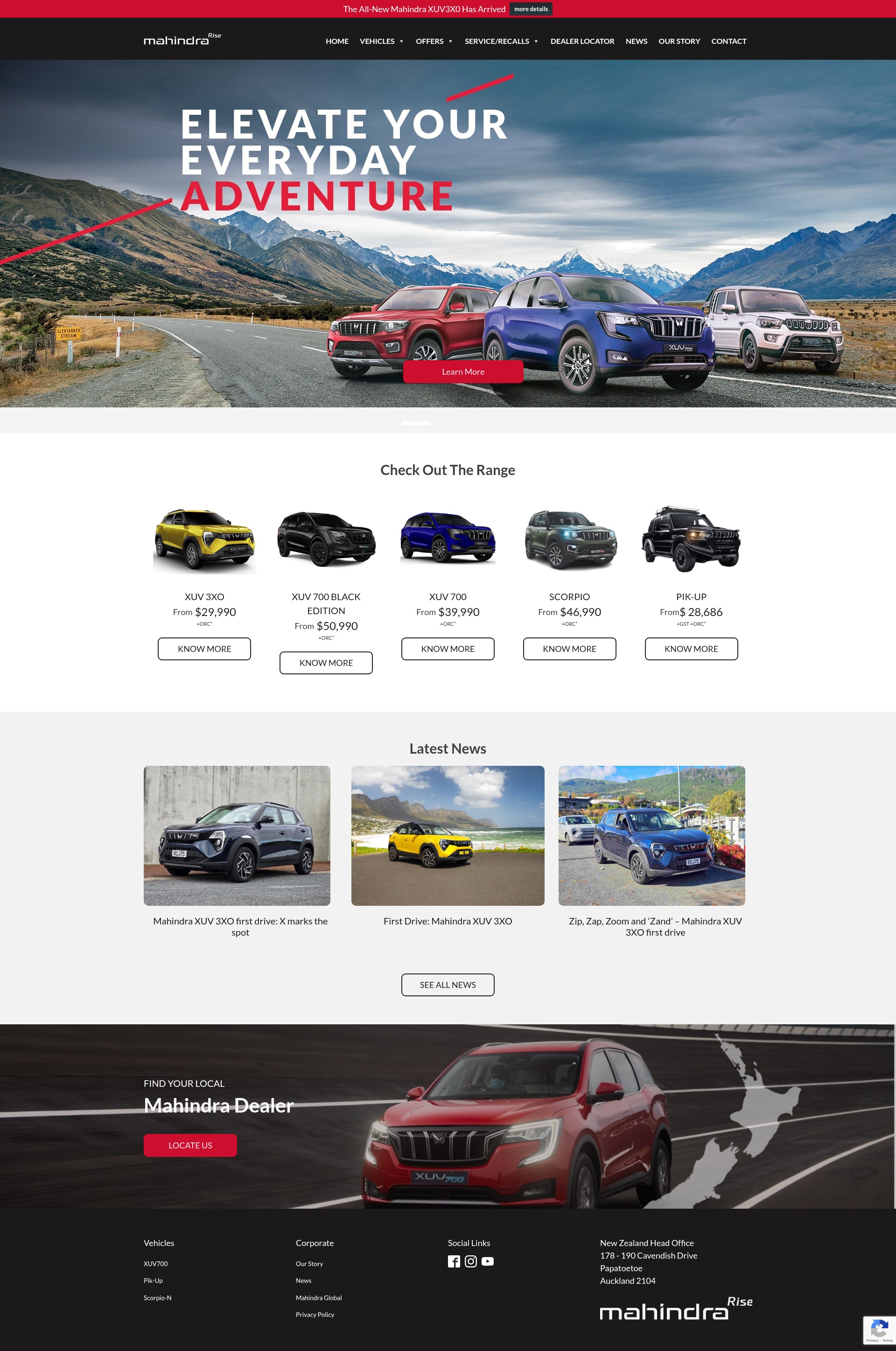 Screenshot of mahindra.co.nz