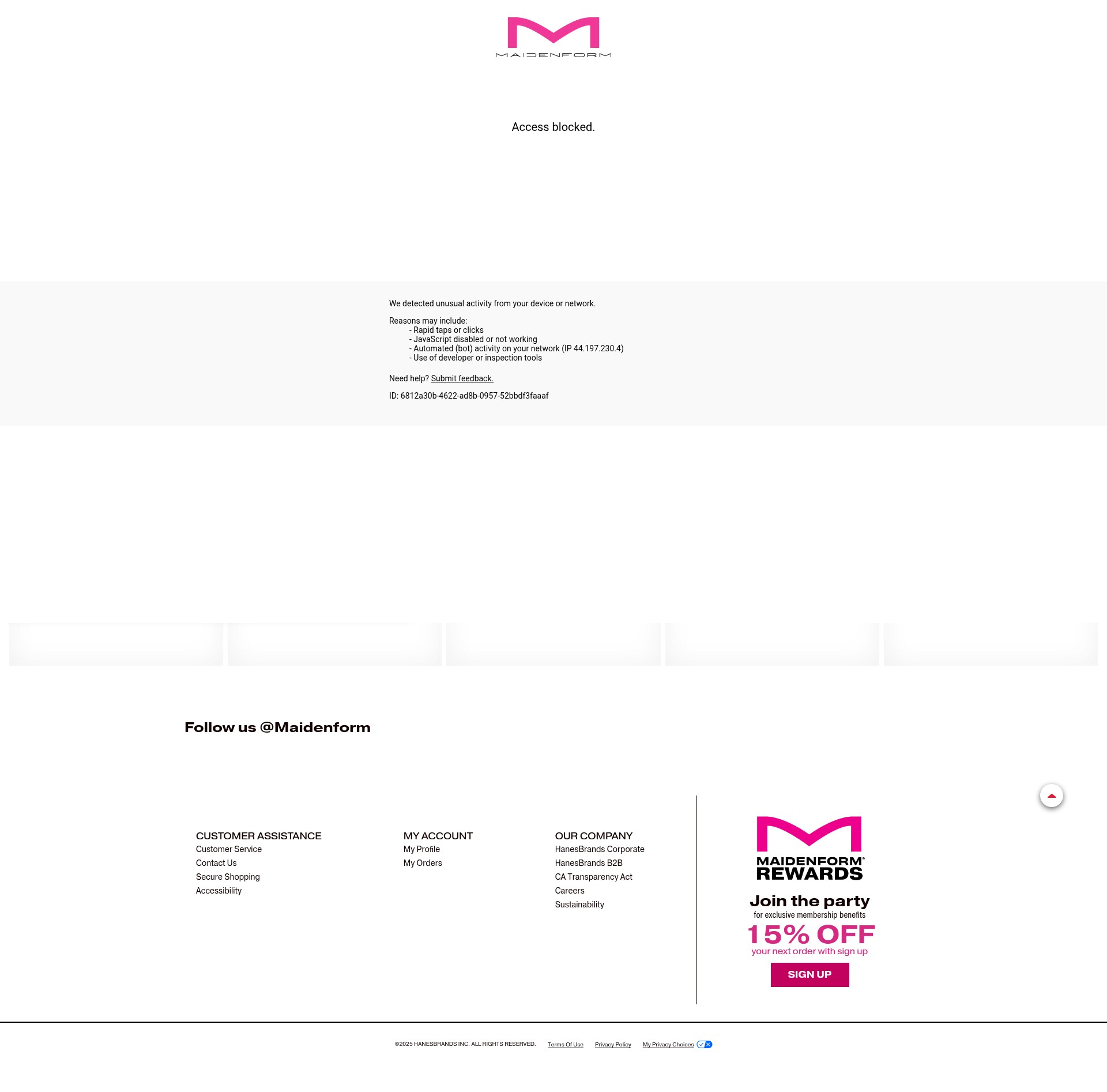 Screenshot of maidenform.com
