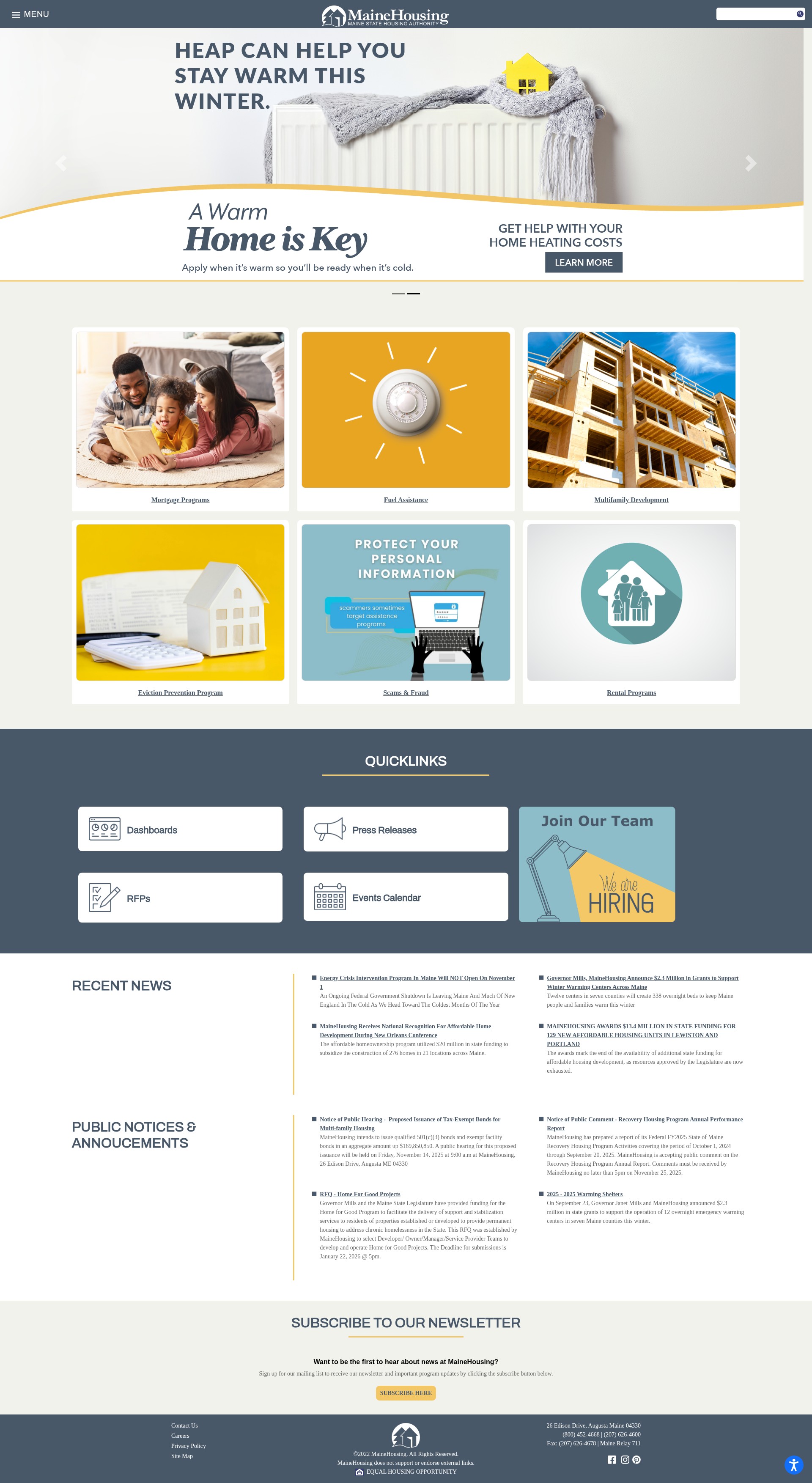 Screenshot of mainehousing.org