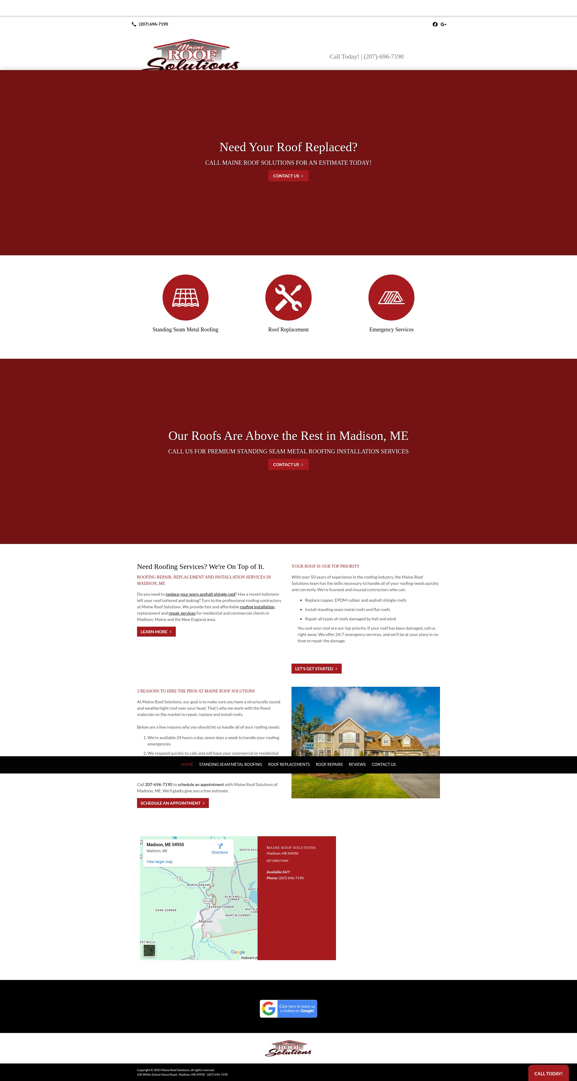 Screenshot of maineroofsolutions.com