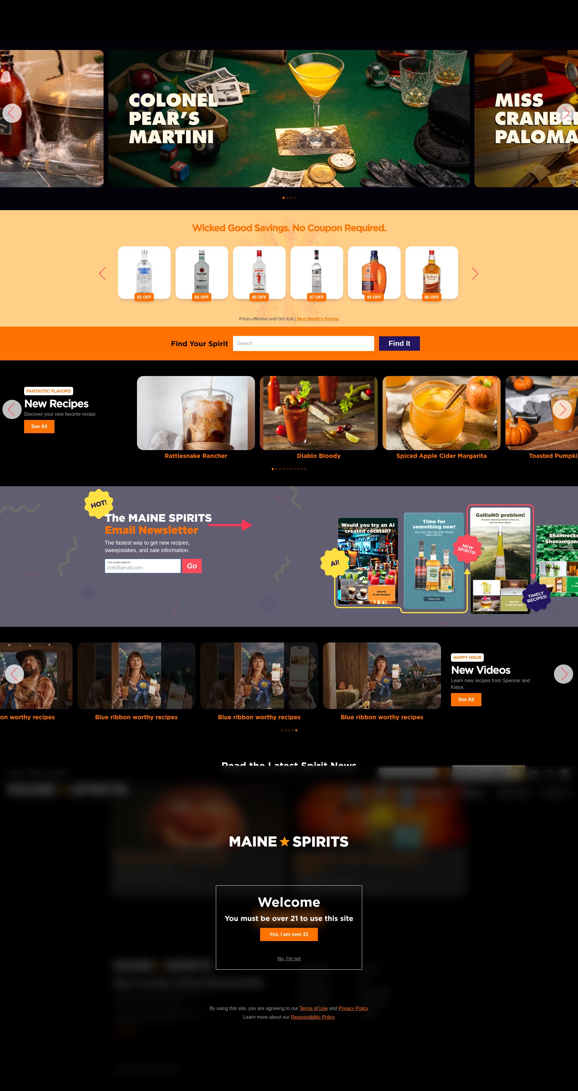 Screenshot of mainespirits.com
