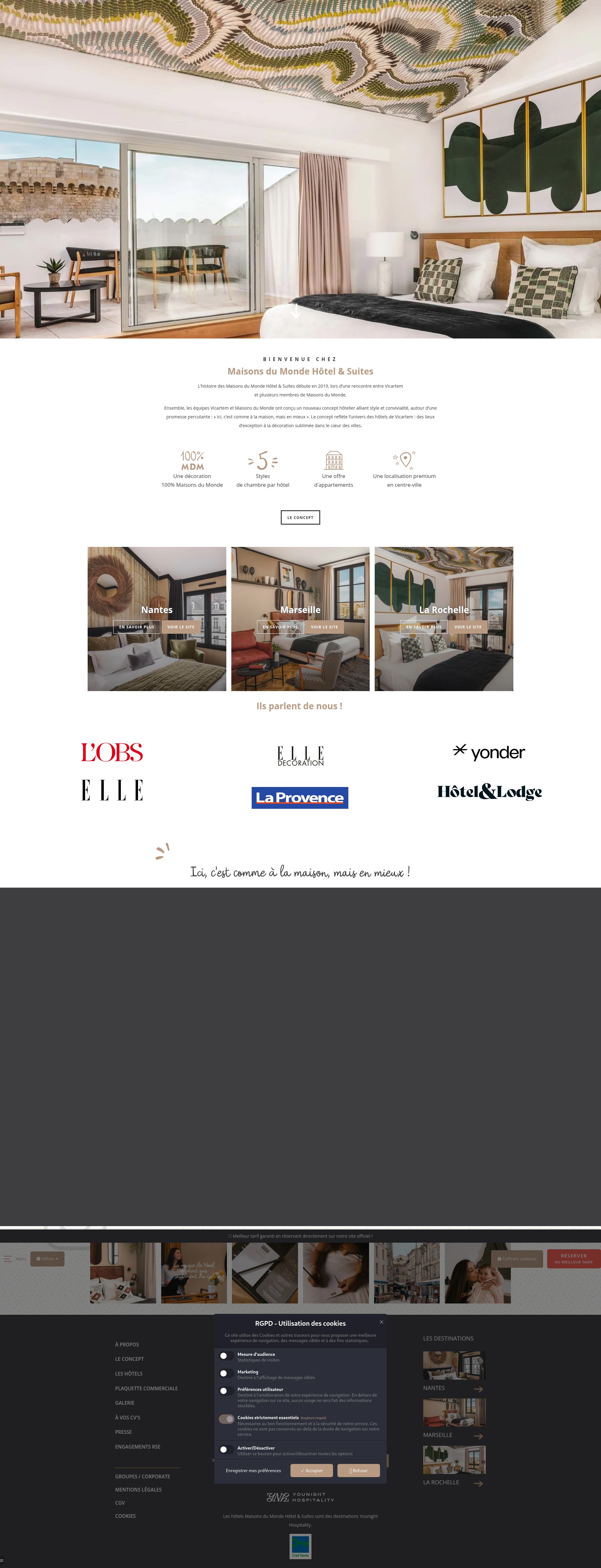Screenshot of maisonsdumondehotel.com