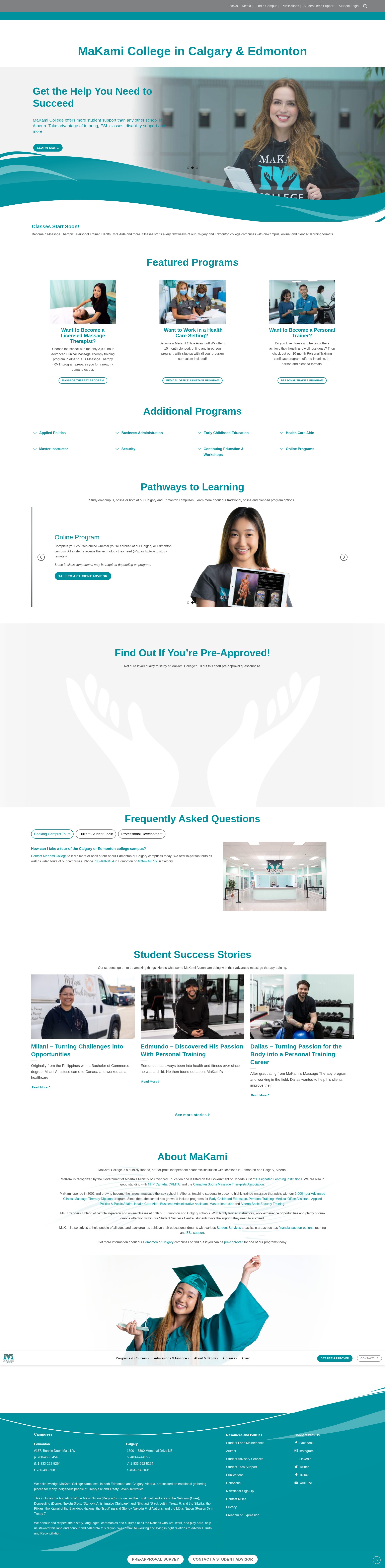 Screenshot of makamicollege.com