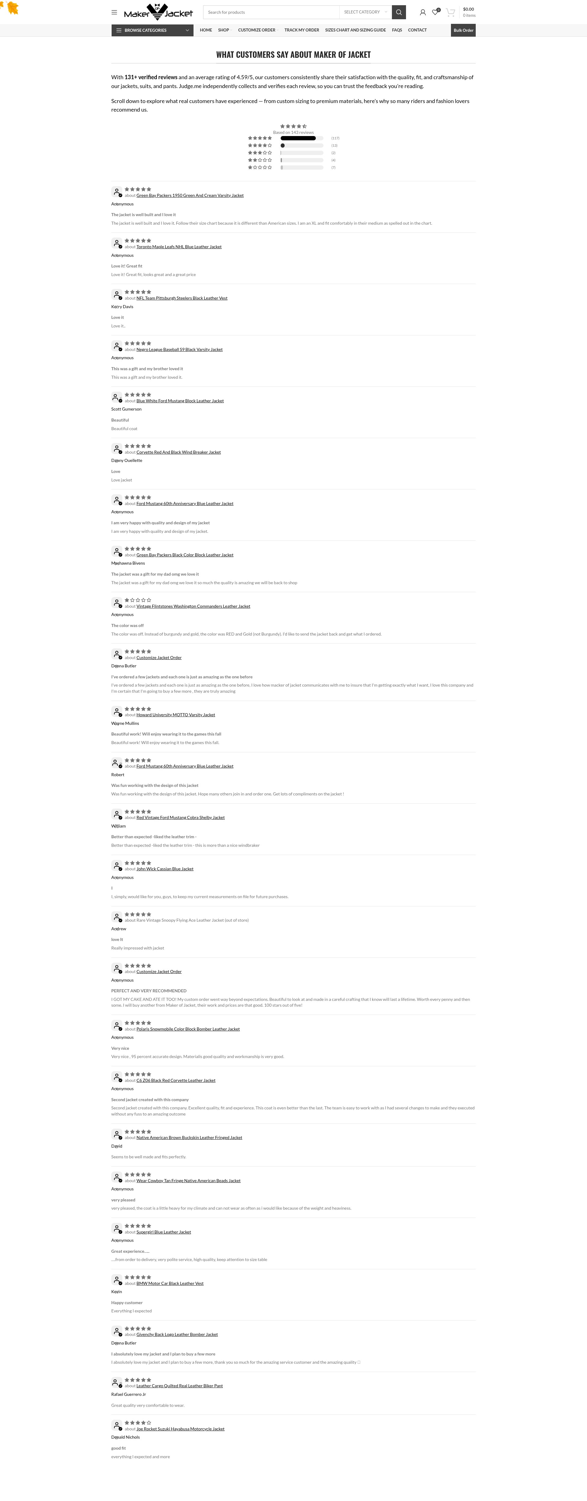 Screenshot of makerofjacket.com