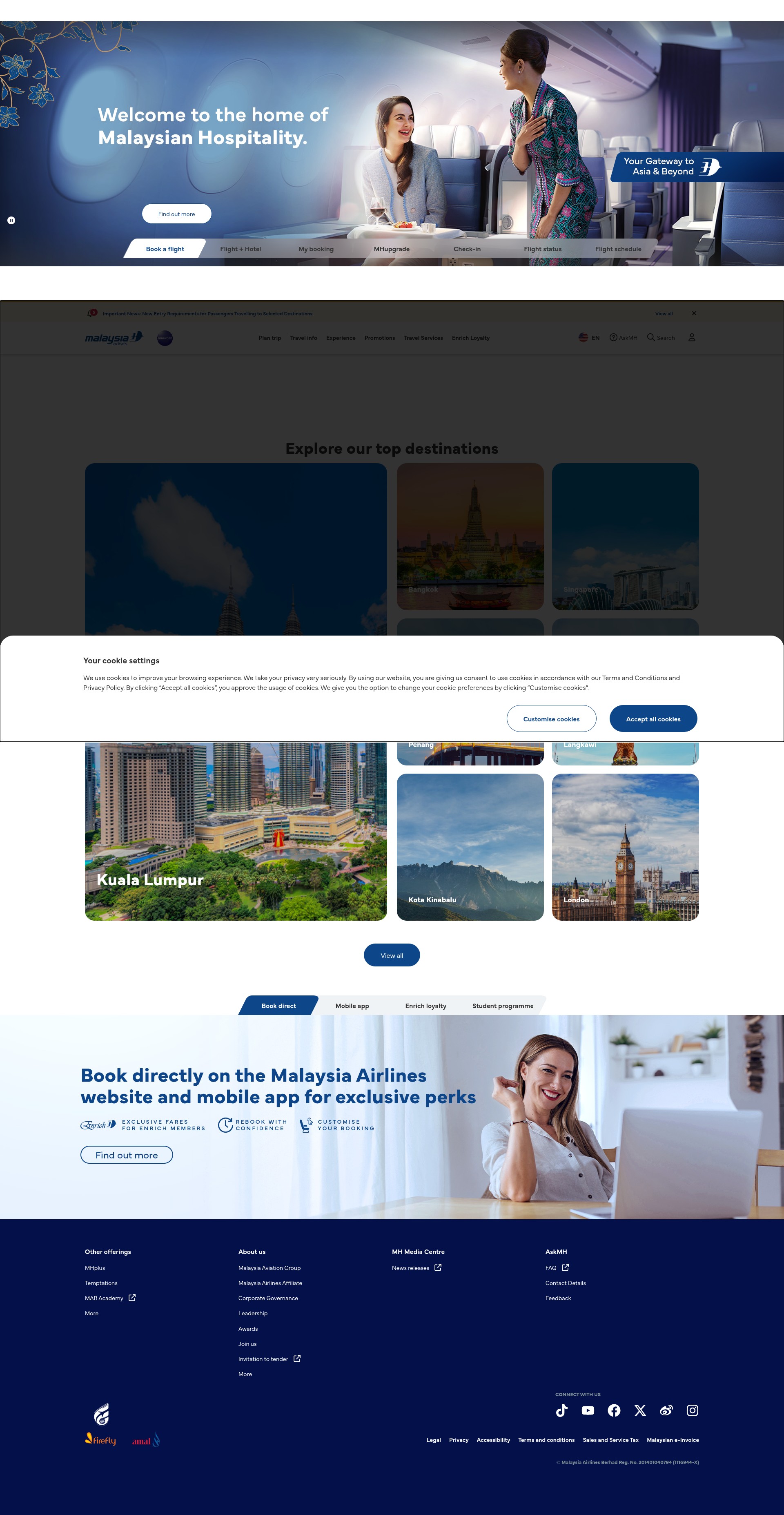 Screenshot of malaysiaairlines.com