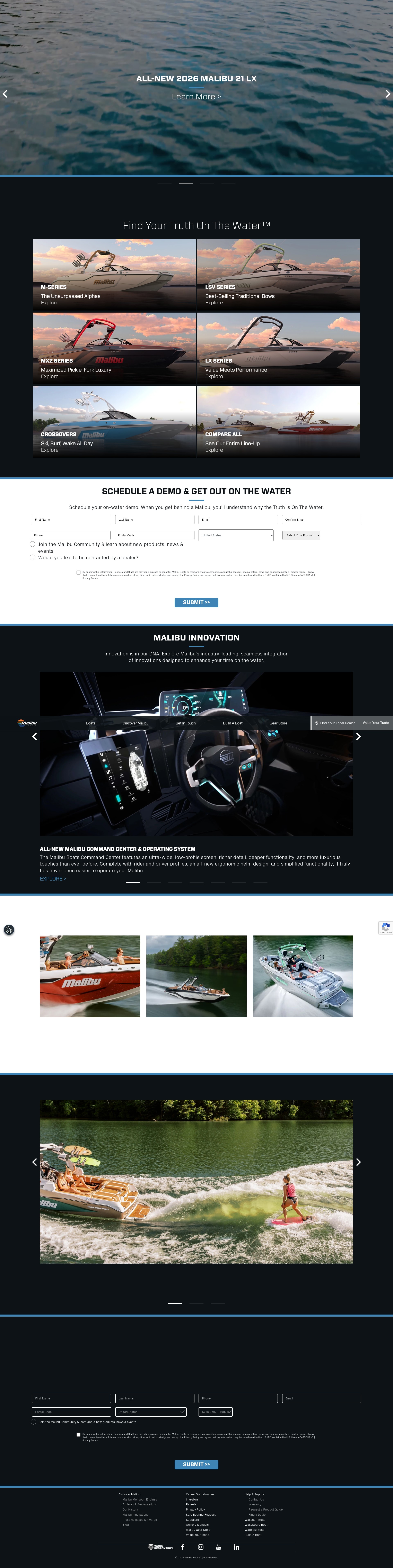 Screenshot of malibuboats.com