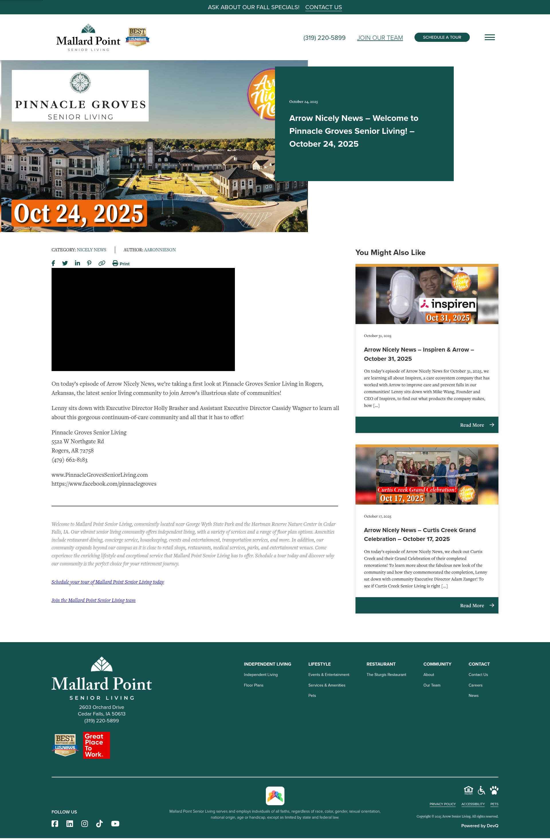 Screenshot of mallardpointseniorliving.com