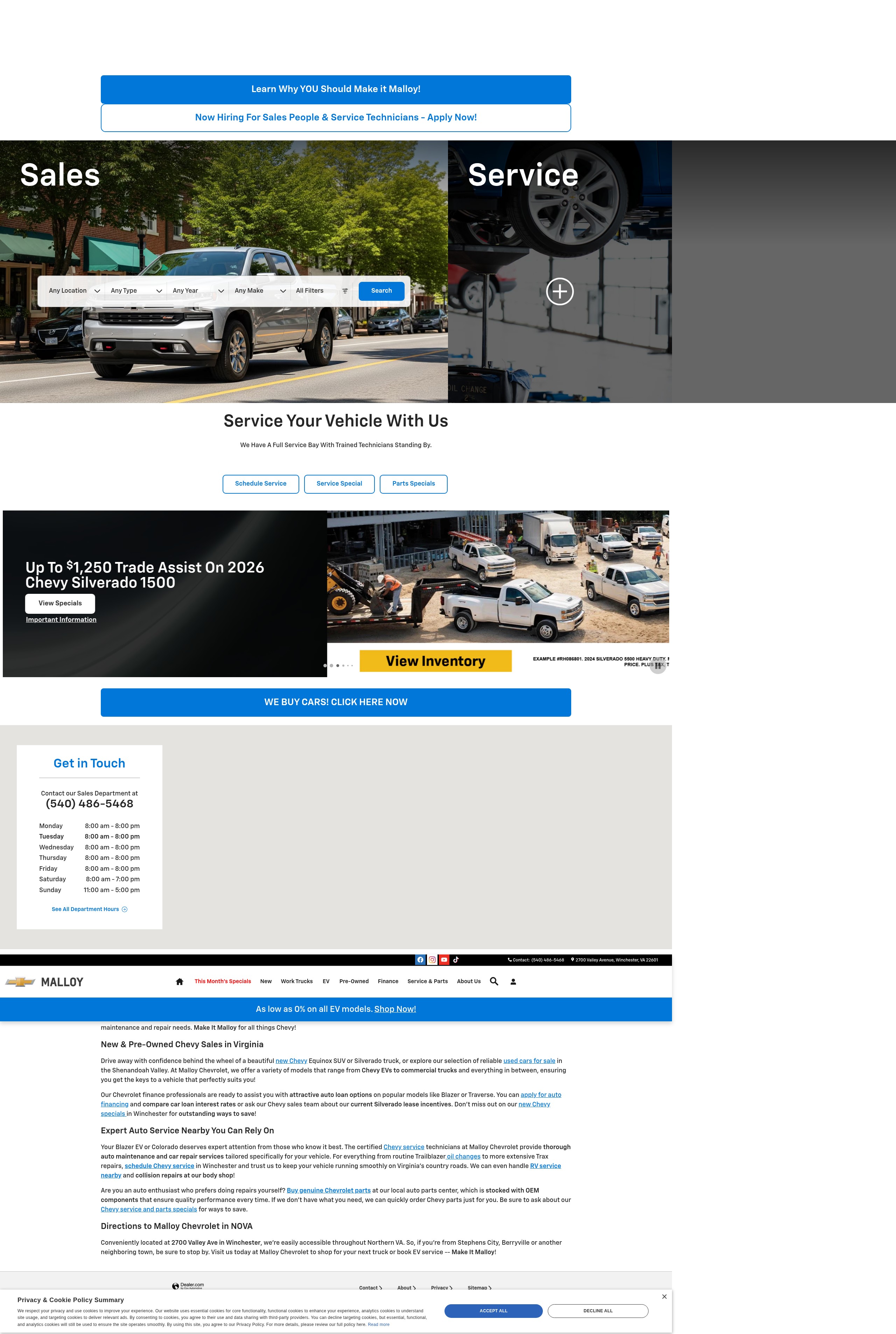 Screenshot of malloychevy.com
