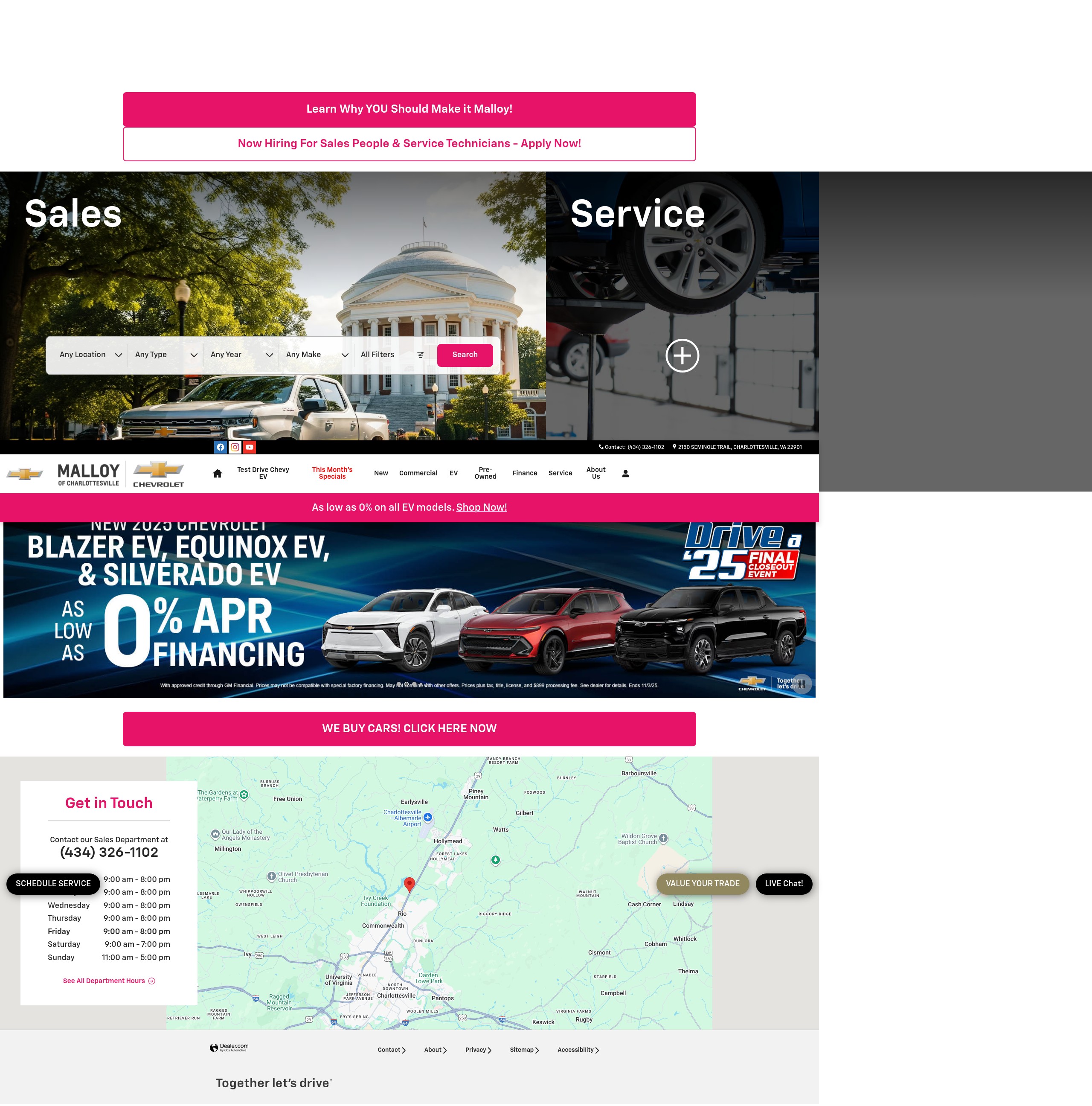 Screenshot of malloychevycharlottesville.com