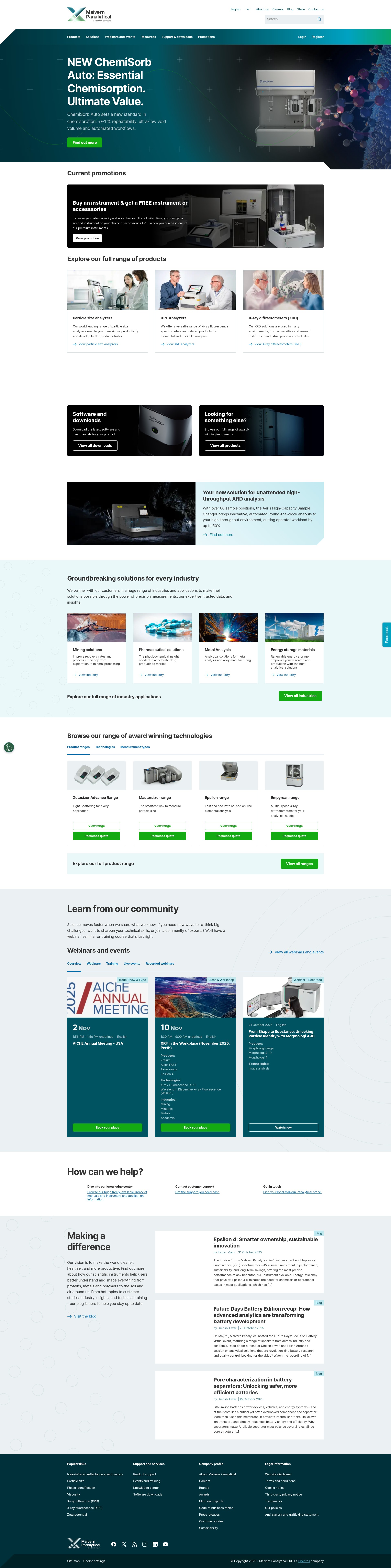 Screenshot of malvernpanalytical.com