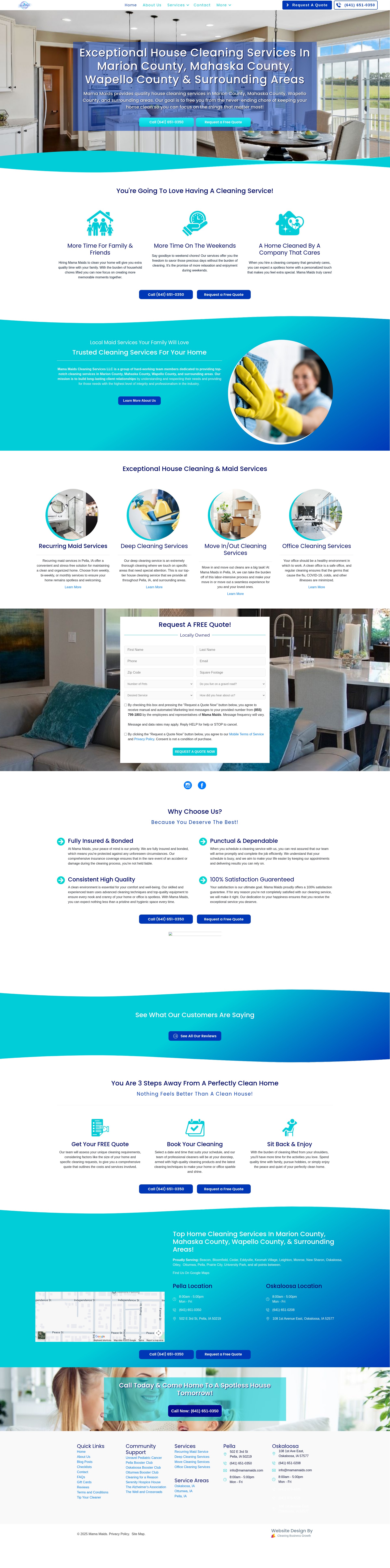Screenshot of mamamaids.com