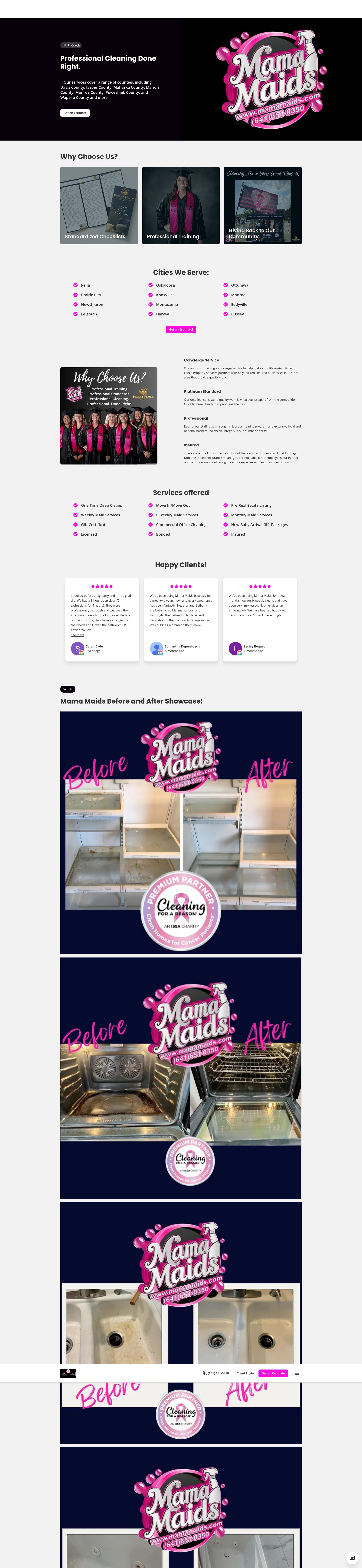 Screenshot of mamamaidscleaningservices.com