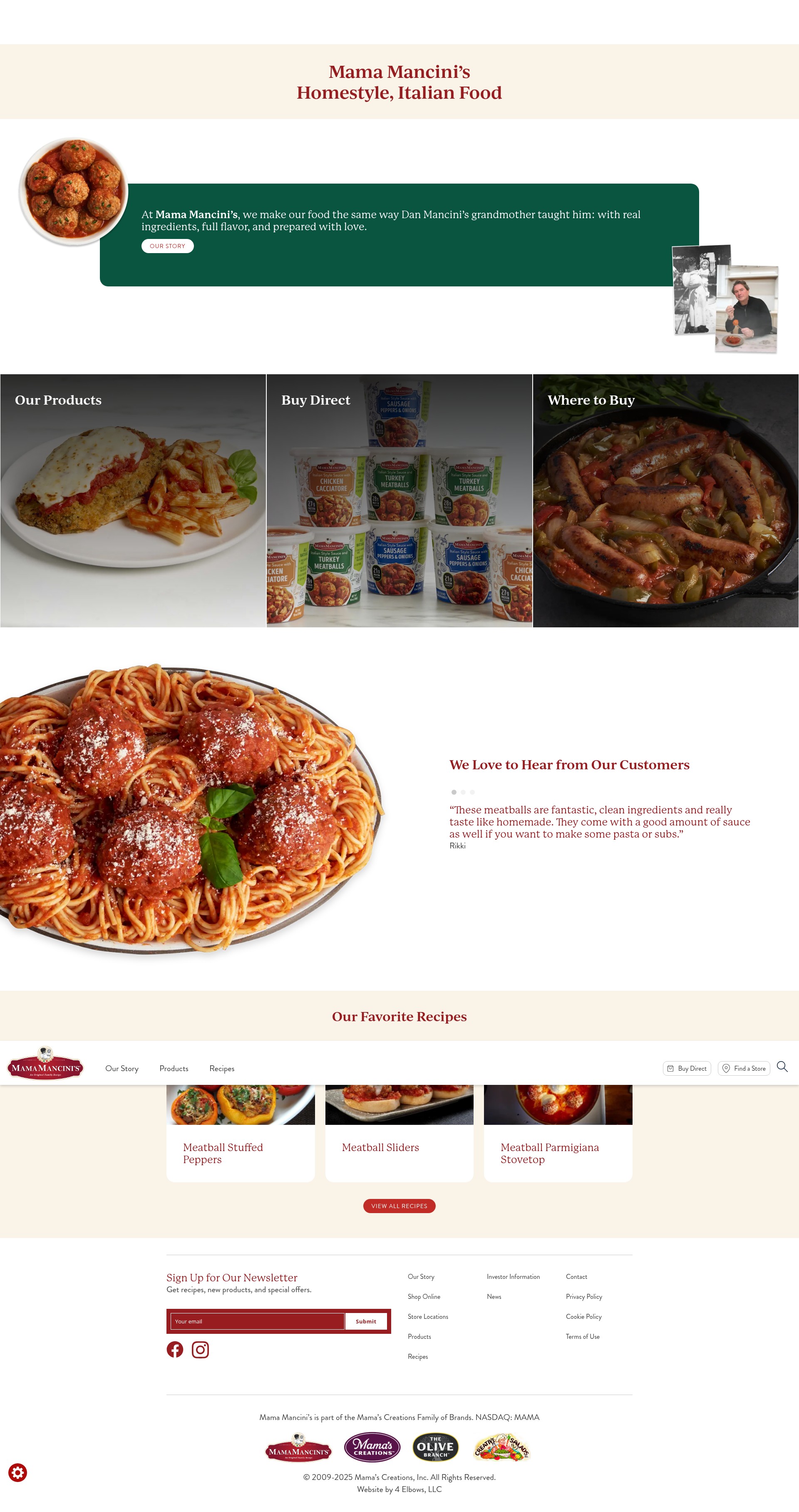 Screenshot of mamamancinis.com