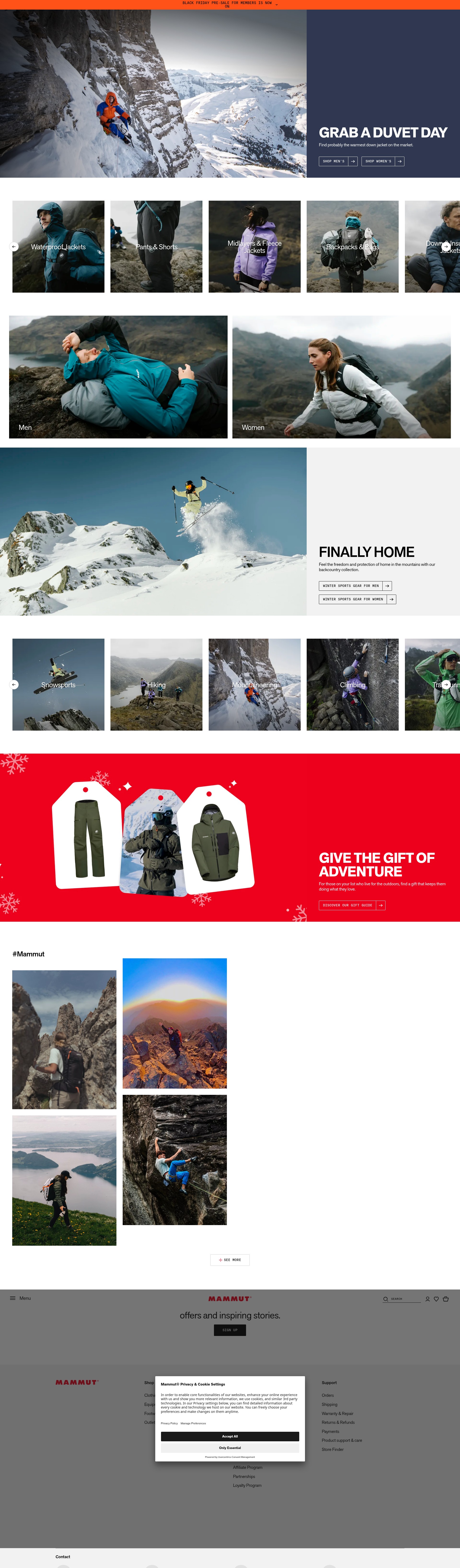 Screenshot of mammut.com