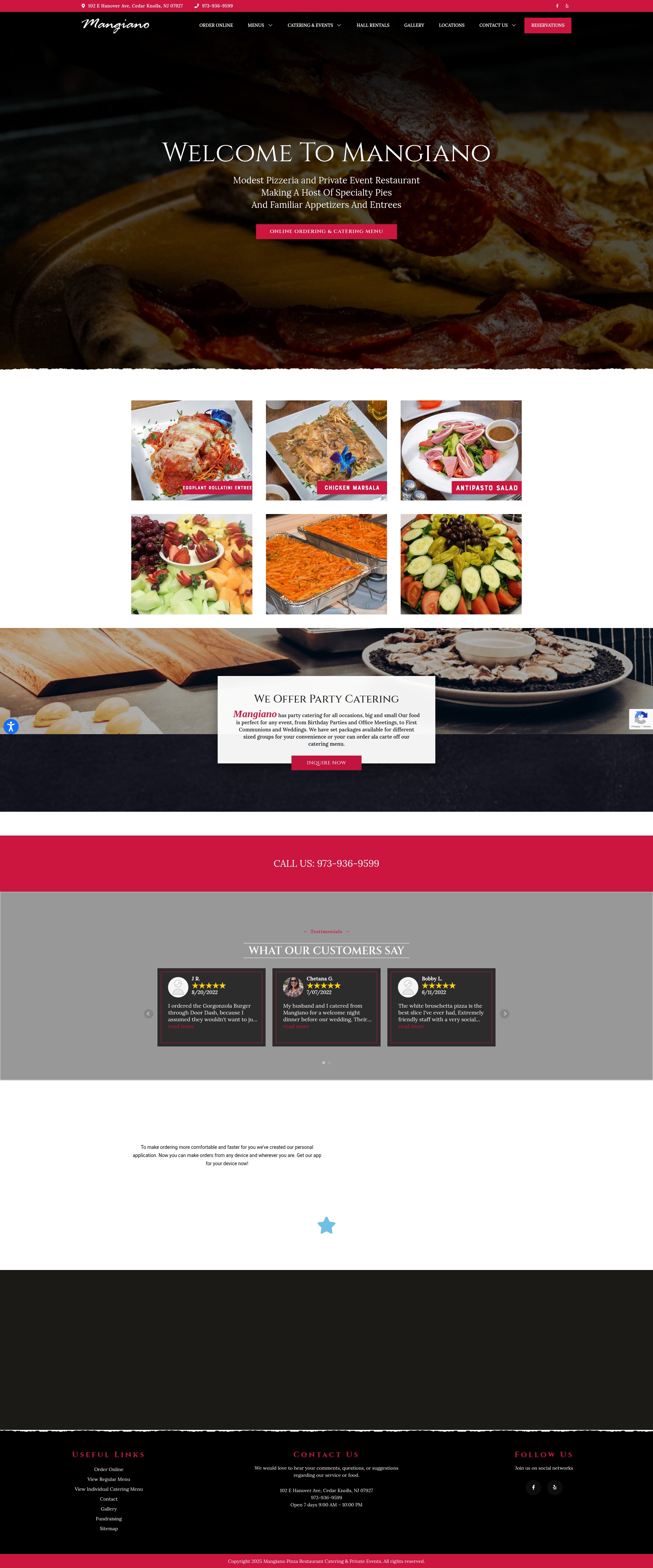 Screenshot of mangianopizza.com