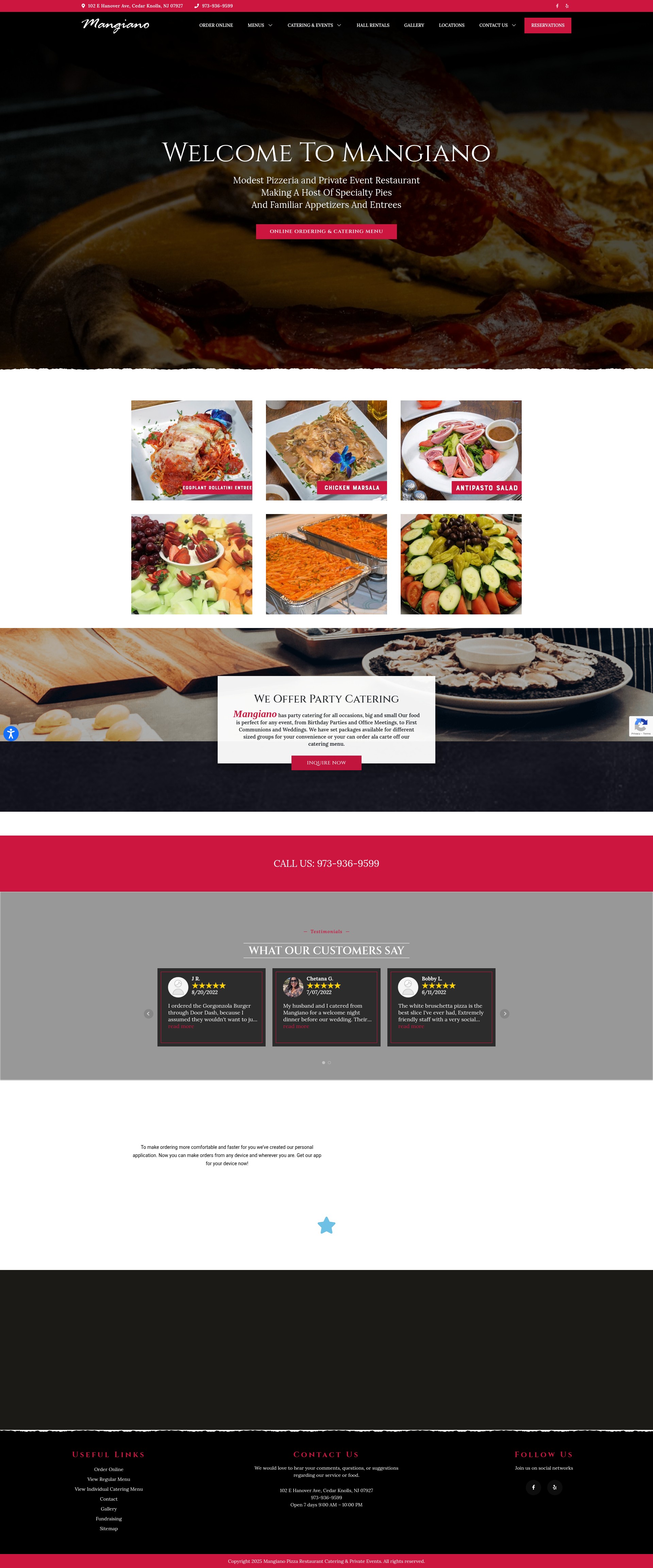 Screenshot of mangianorestaurant.com