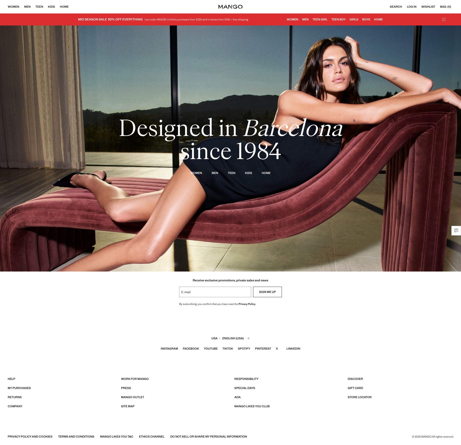 Screenshot of mango.com