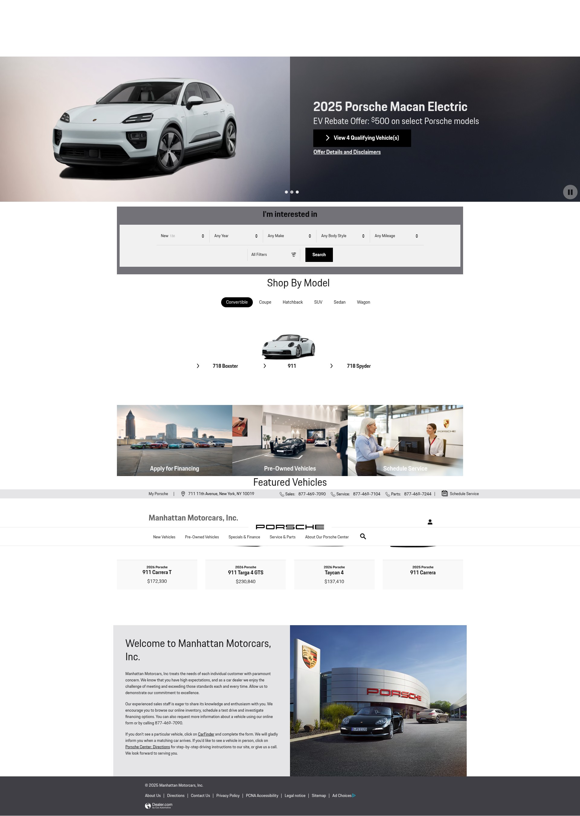 Screenshot of manhattanmotorcarsporsche.com