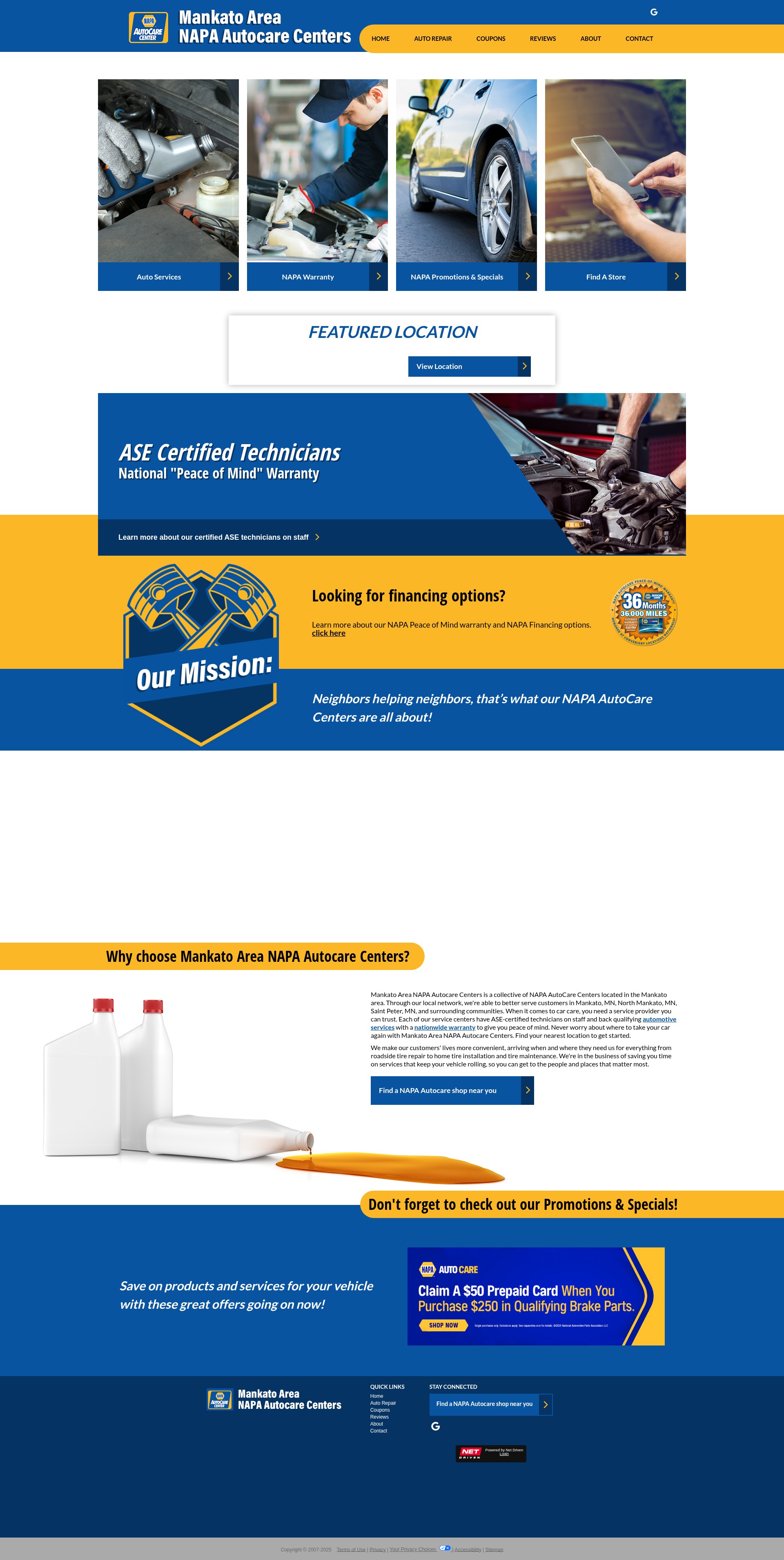 Screenshot of mankatoautocare.com
