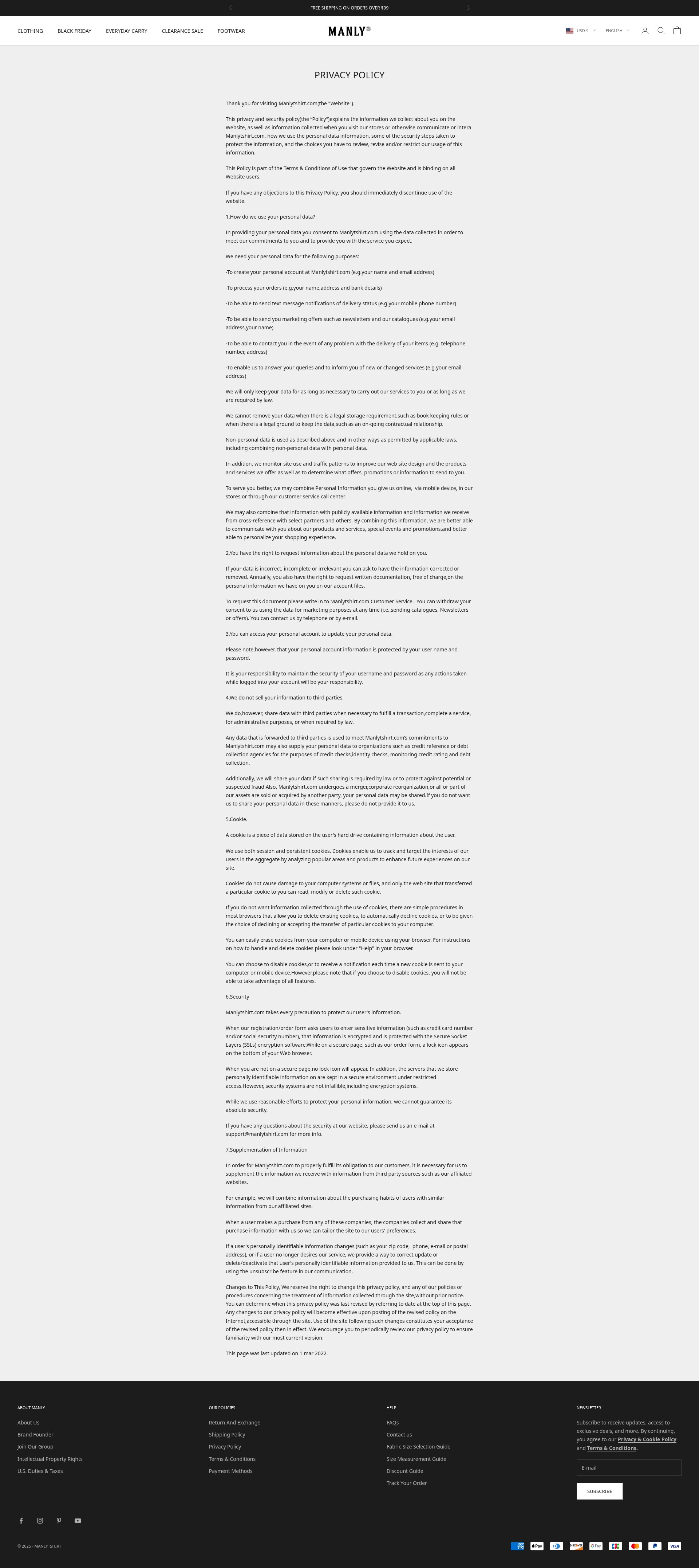 Screenshot of manlytshirt.com