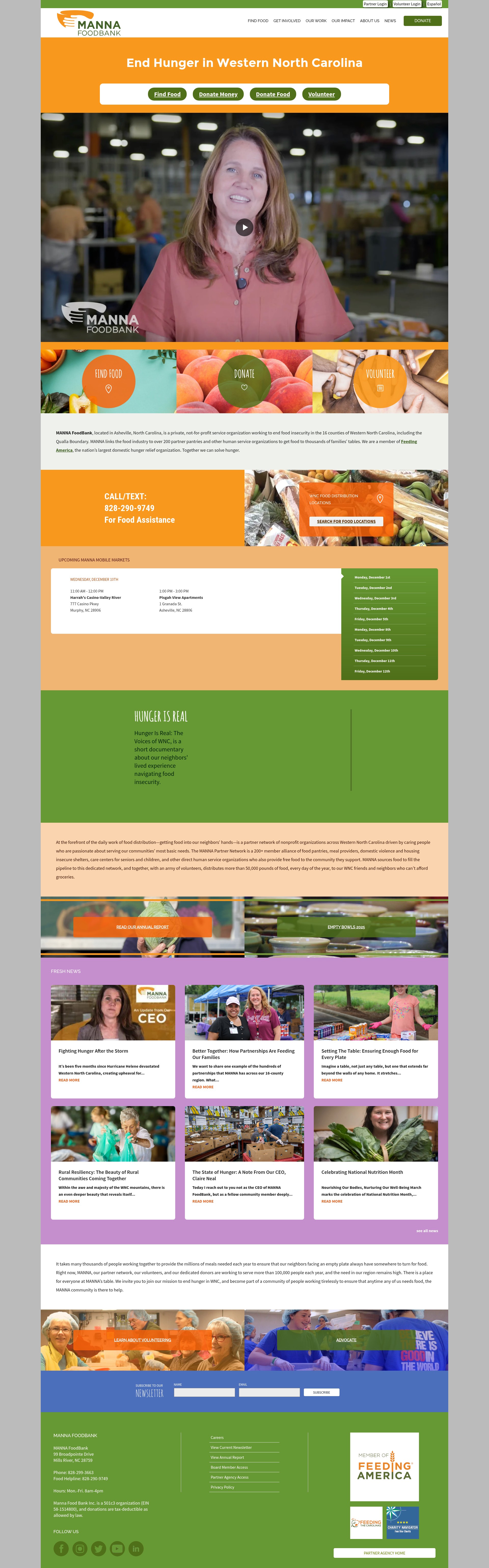 Screenshot of mannafoodbank.org