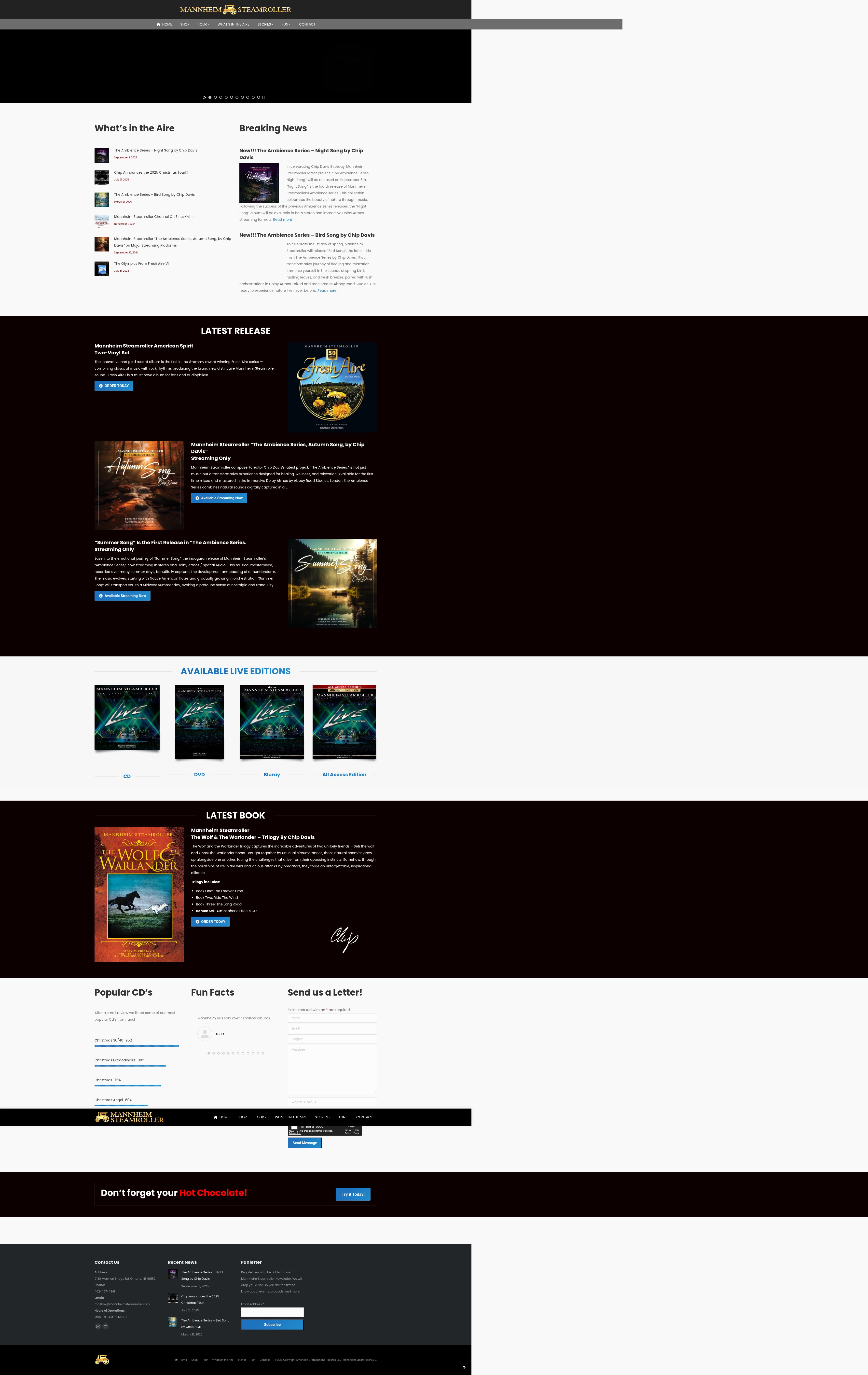Screenshot of mannheimsteamroller.com