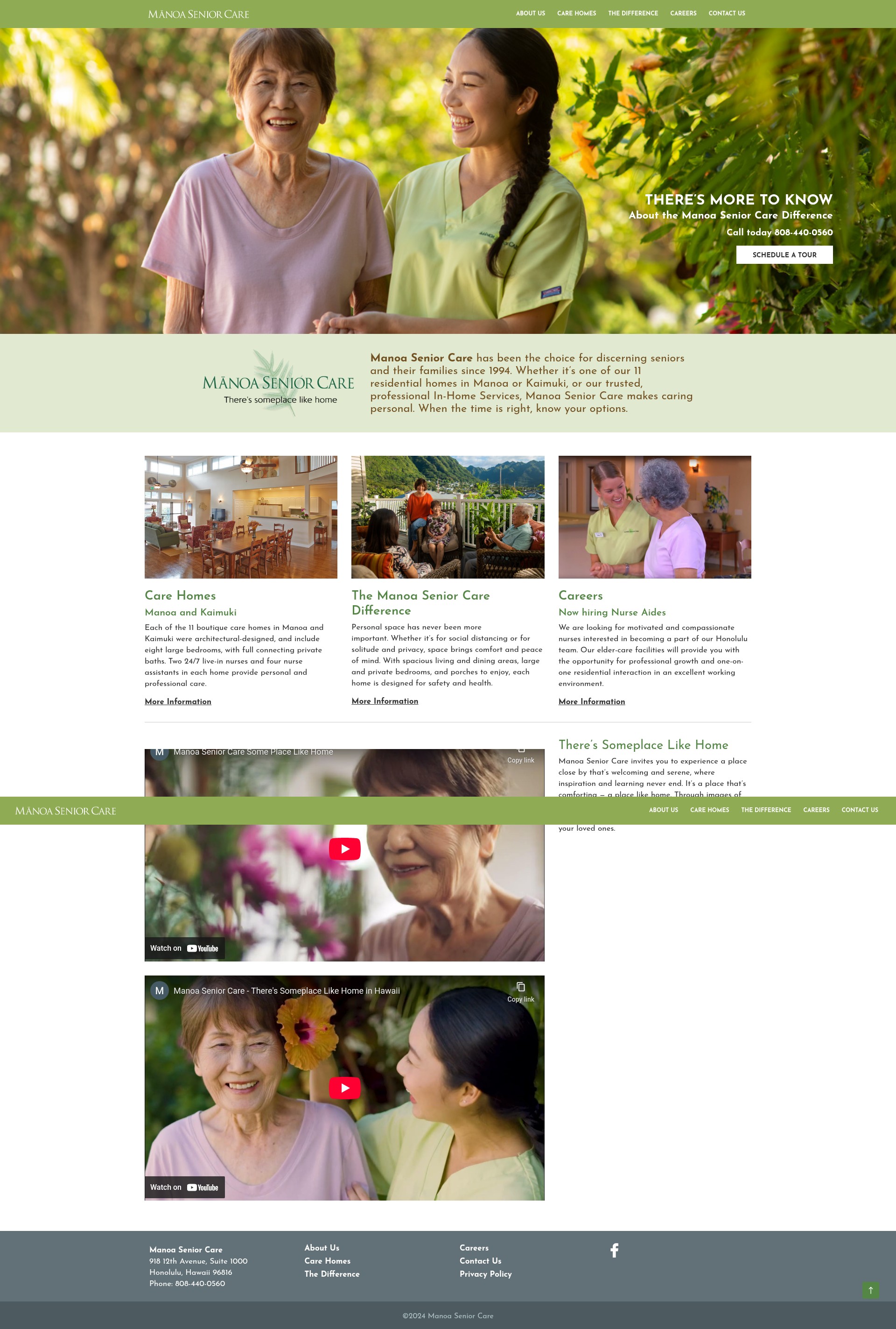 Screenshot of manoaseniorcare.com