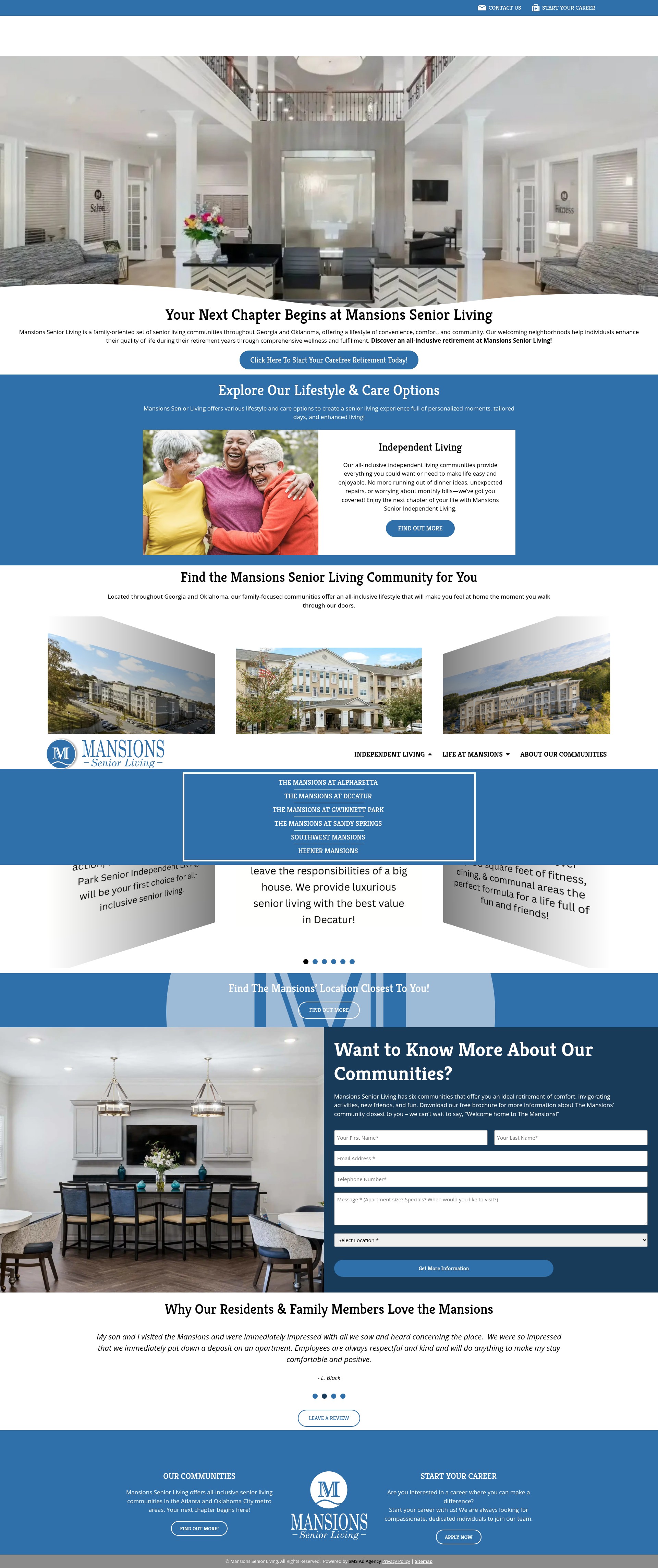 Screenshot of mansionsseniorliving.com