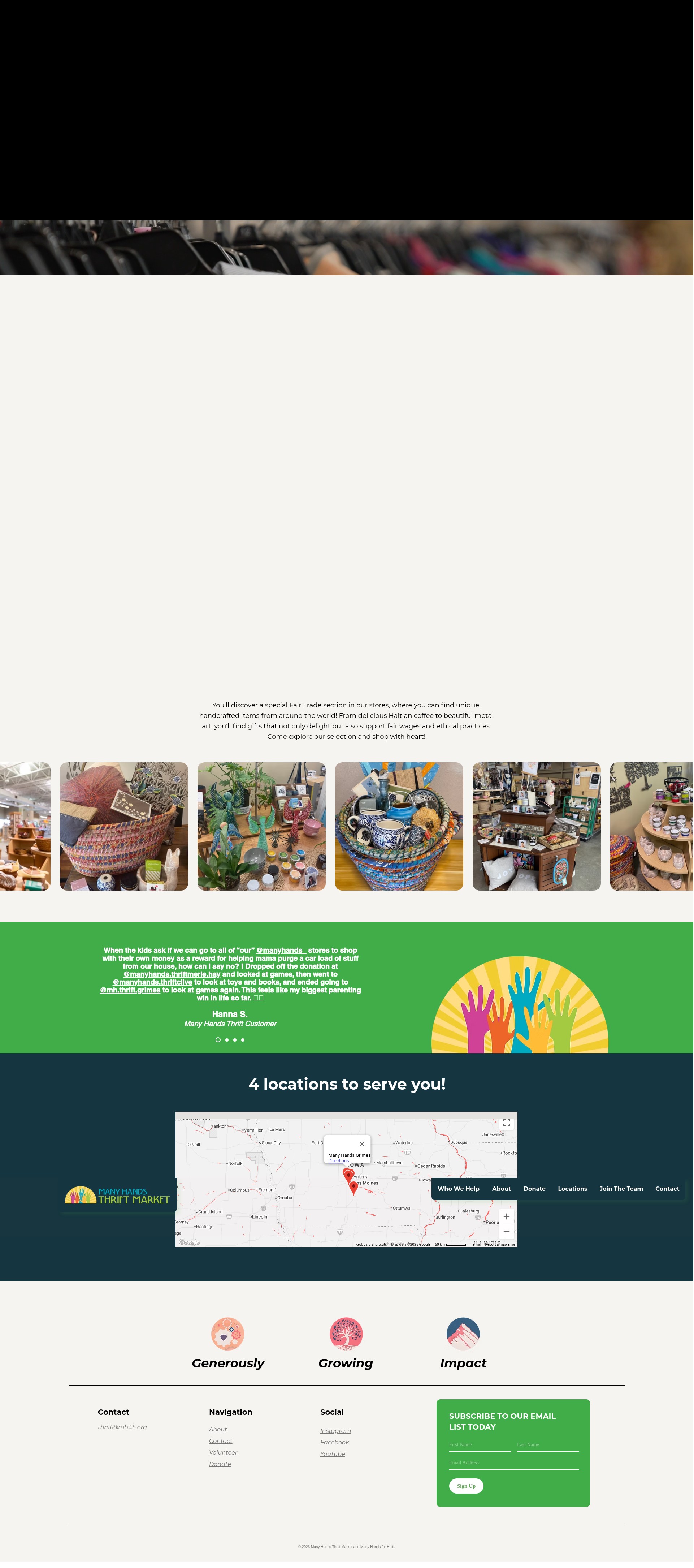 Screenshot of manyhandsthrift.com