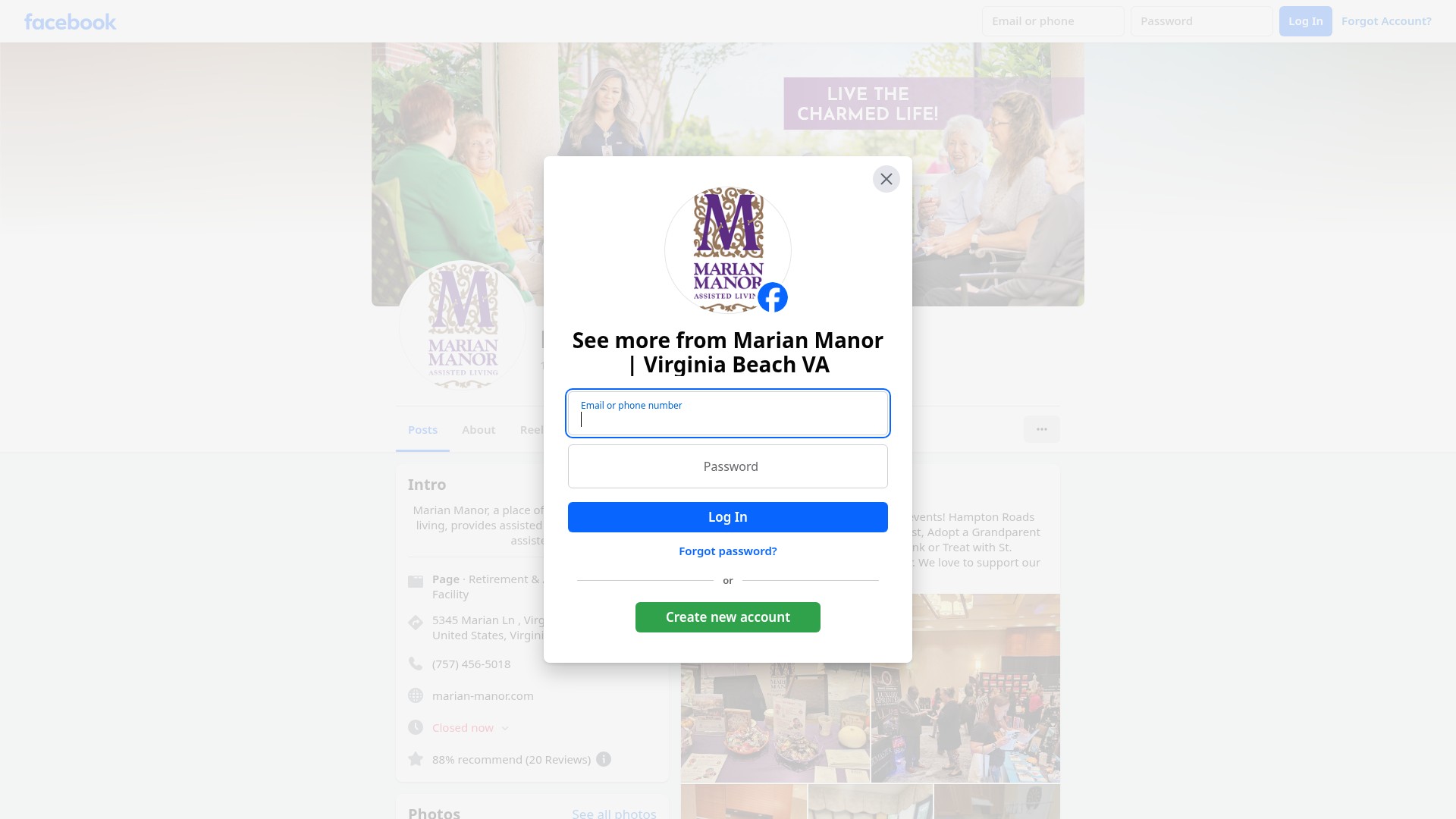 Screenshot of marian-manor.com