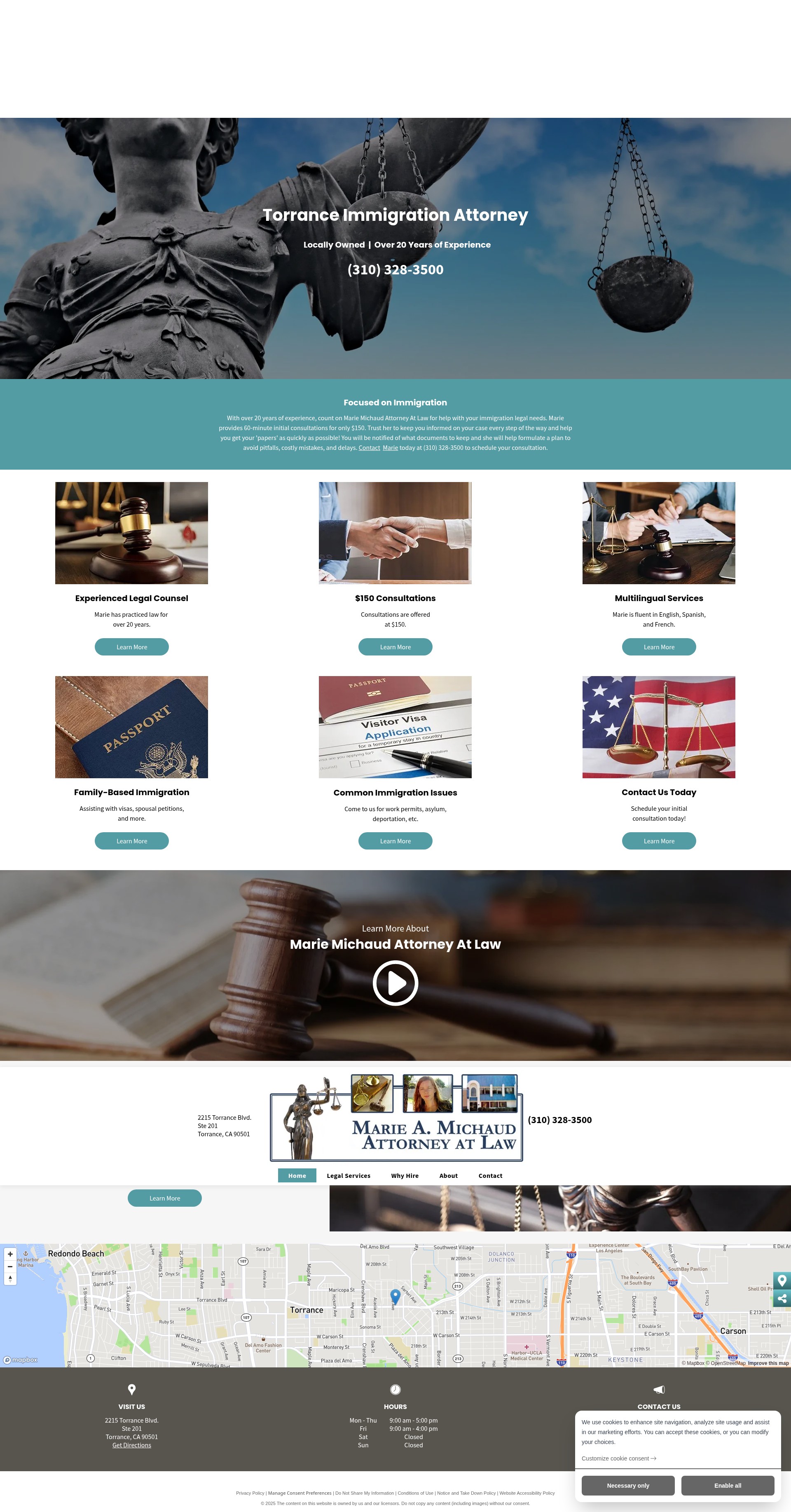 Screenshot of mariemichaudimmigrationlaw.com