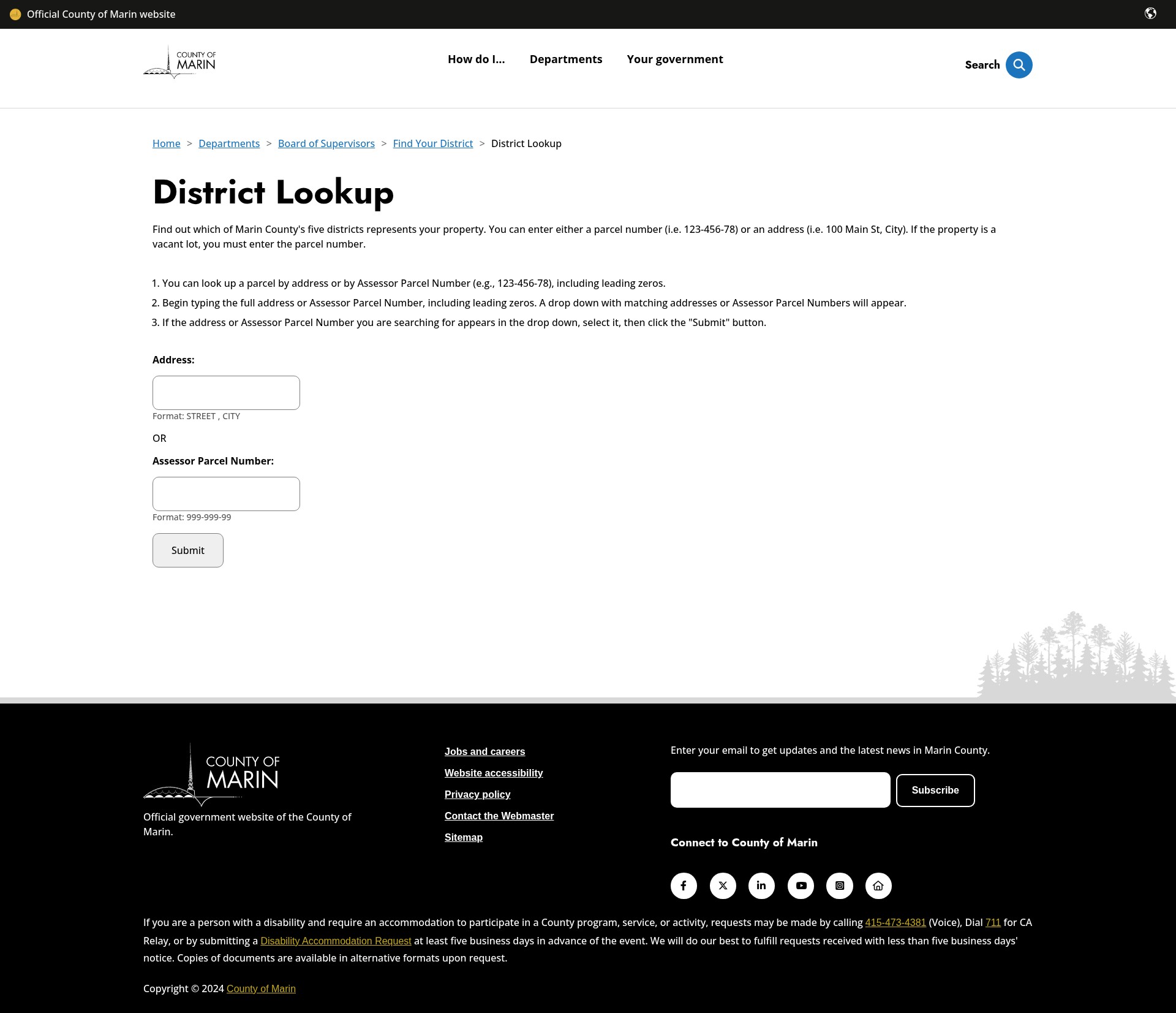 Screenshot of marincounty.gov