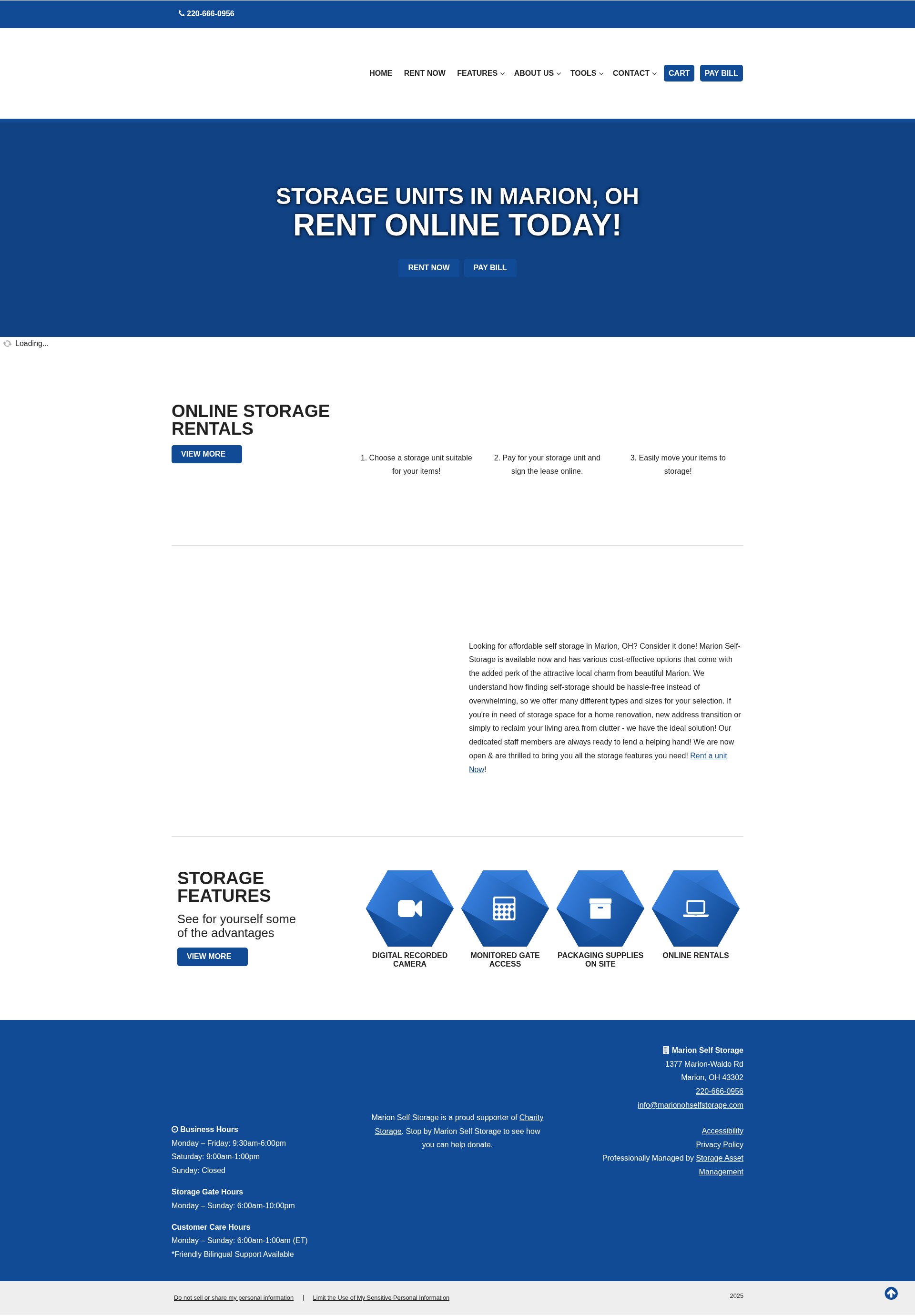 Screenshot of marionohselfstorage.com