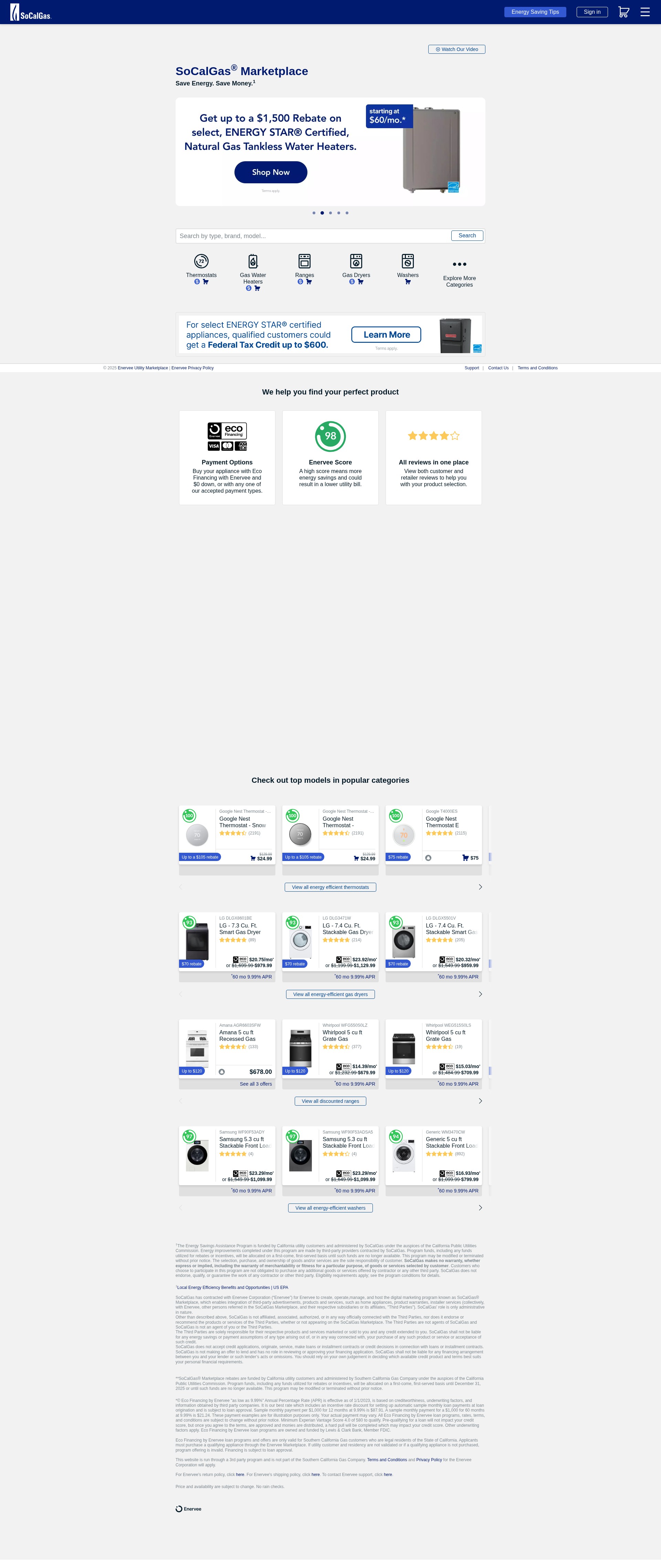 Screenshot of marketplace.socalgas.com