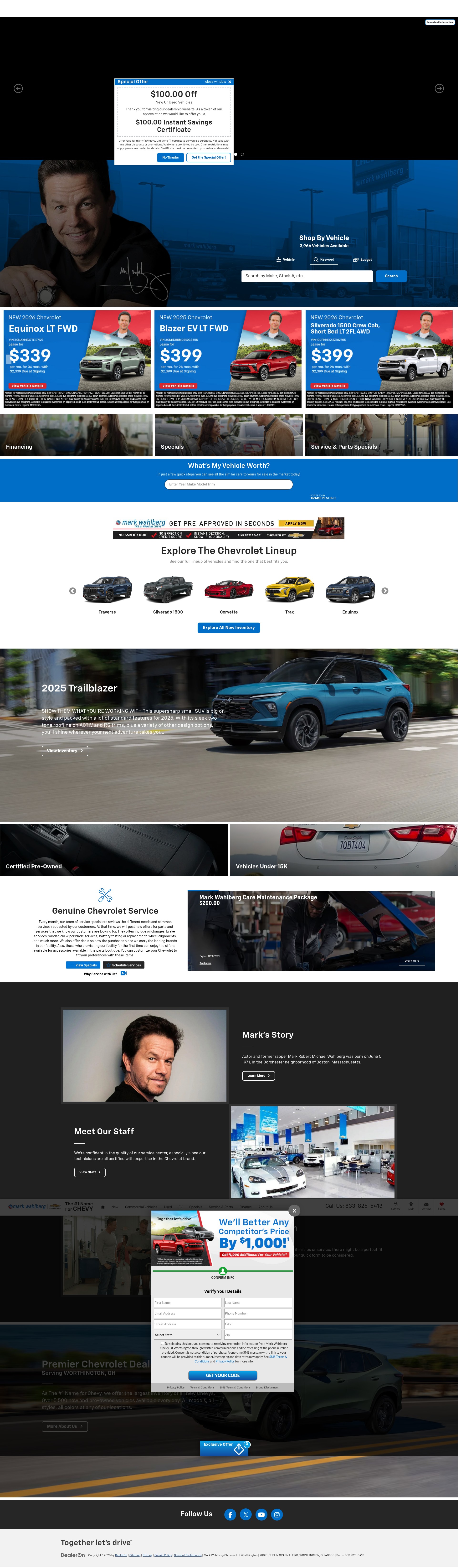 Screenshot of markwahlbergchevyworthington.com
